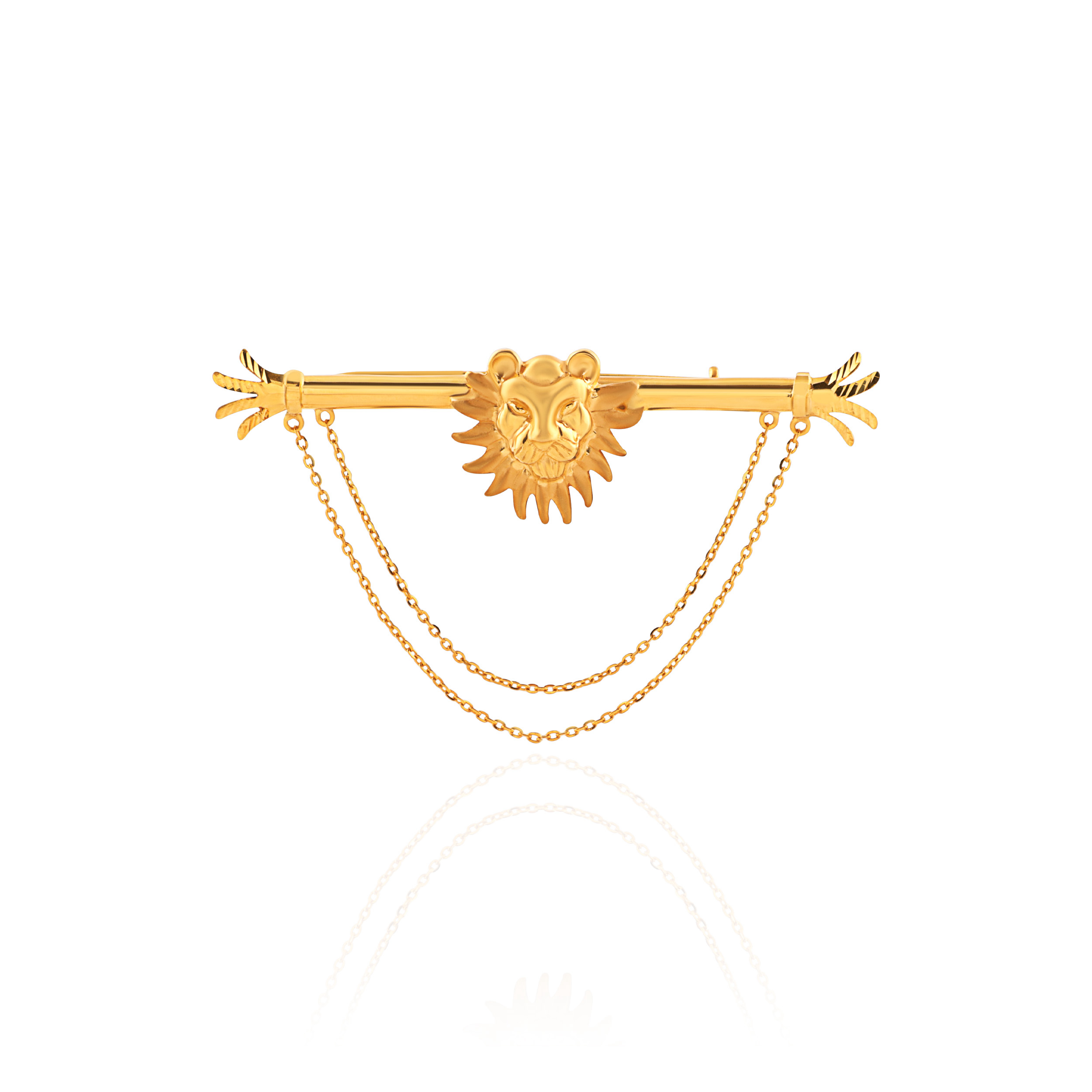 Regal Lion Motif Men's Gold Brooch - Senco Gold and Diamonds
