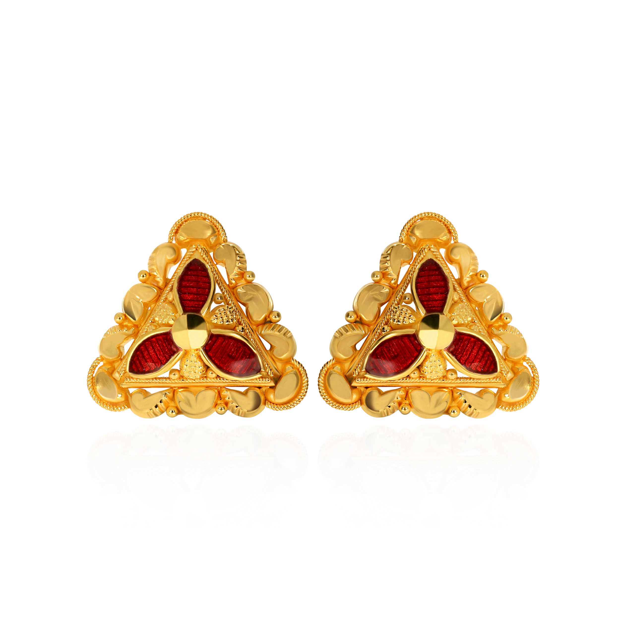 Vibrant Trillium Gold Studs - Senco Gold and Diamonds