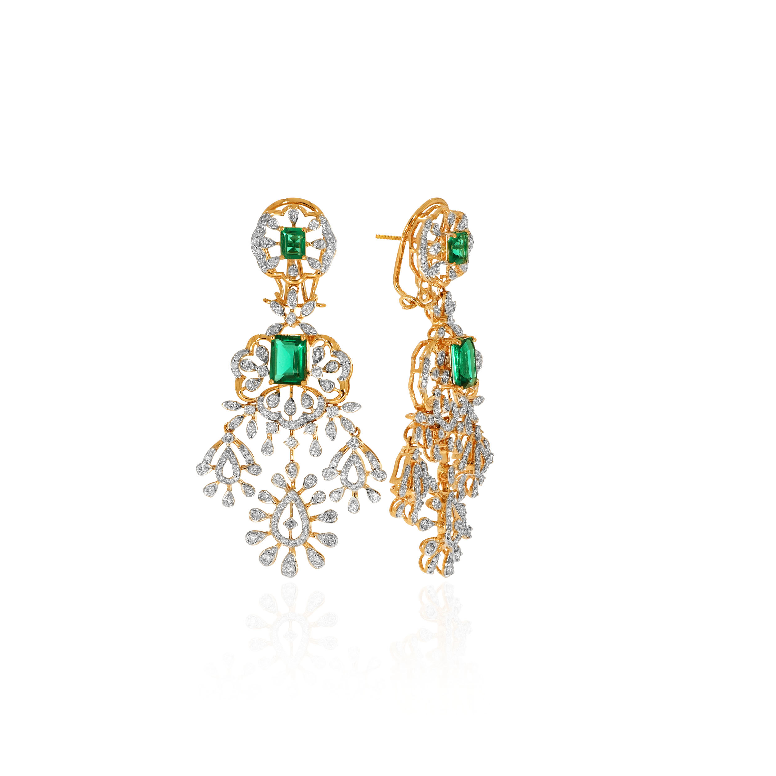 14K Yellow Gold Diamond Drop Earrings-DTGN-D000786046 - Senco Gold and Diamonds