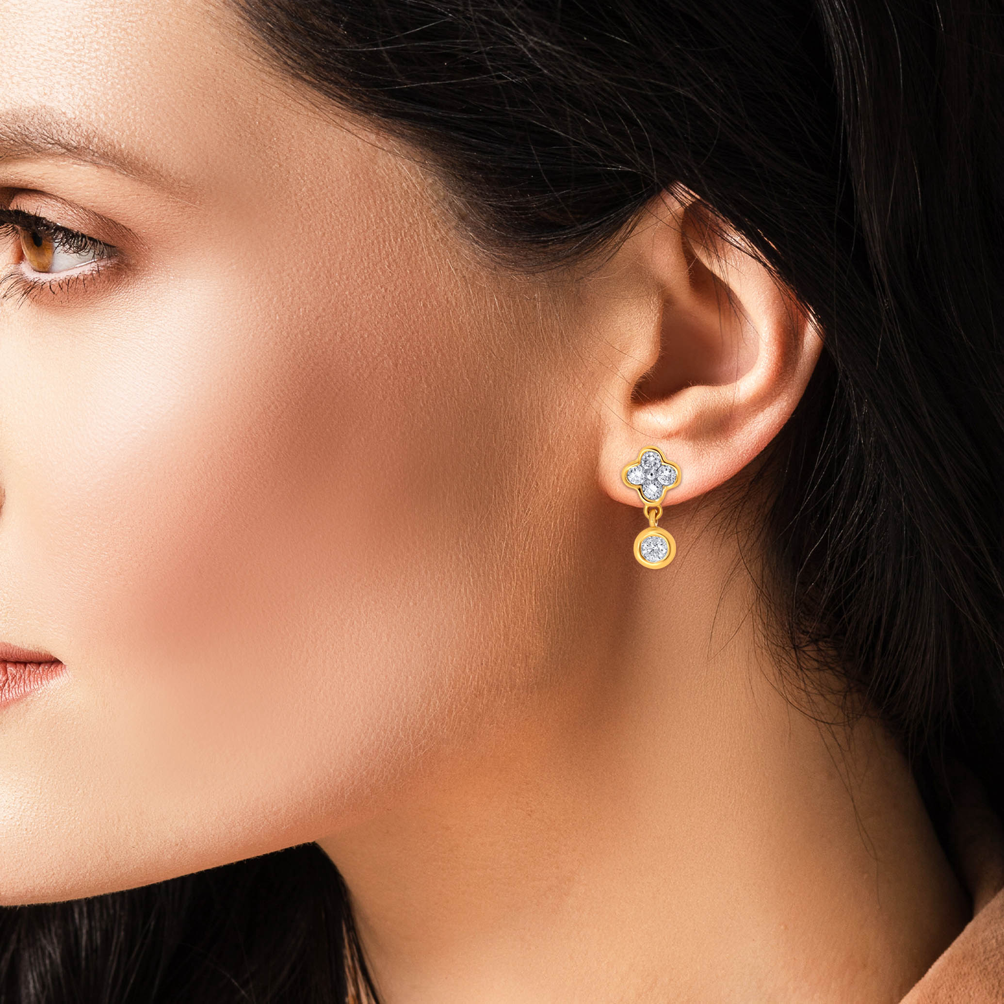 Clover Glow Diamond Drop Earrings - Senco Gold and Diamonds