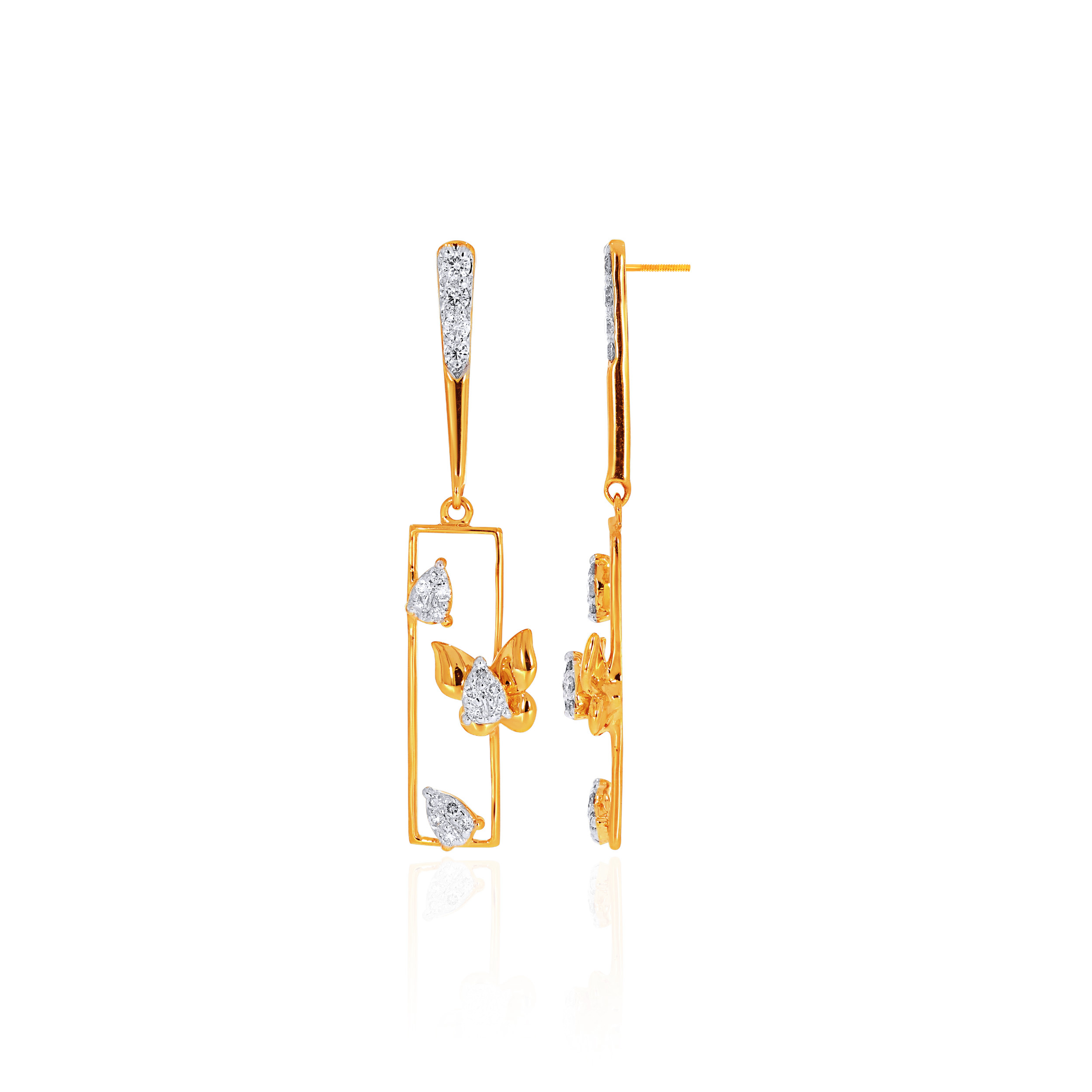 Whispering Wings Diamond Drop Earrings - Senco Gold and Diamonds
