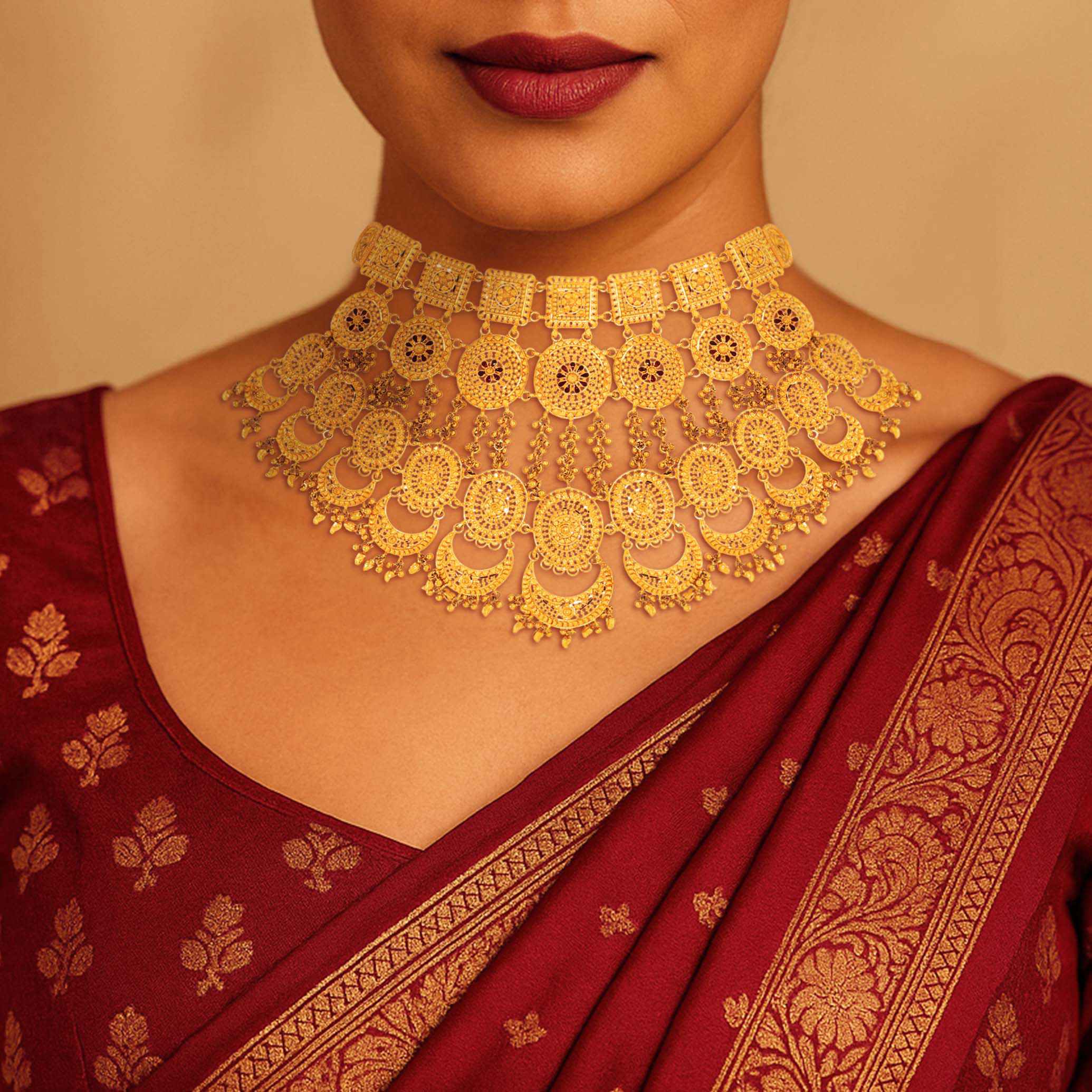 Antique Majesty Bridal Choker - Senco Gold and Diamonds