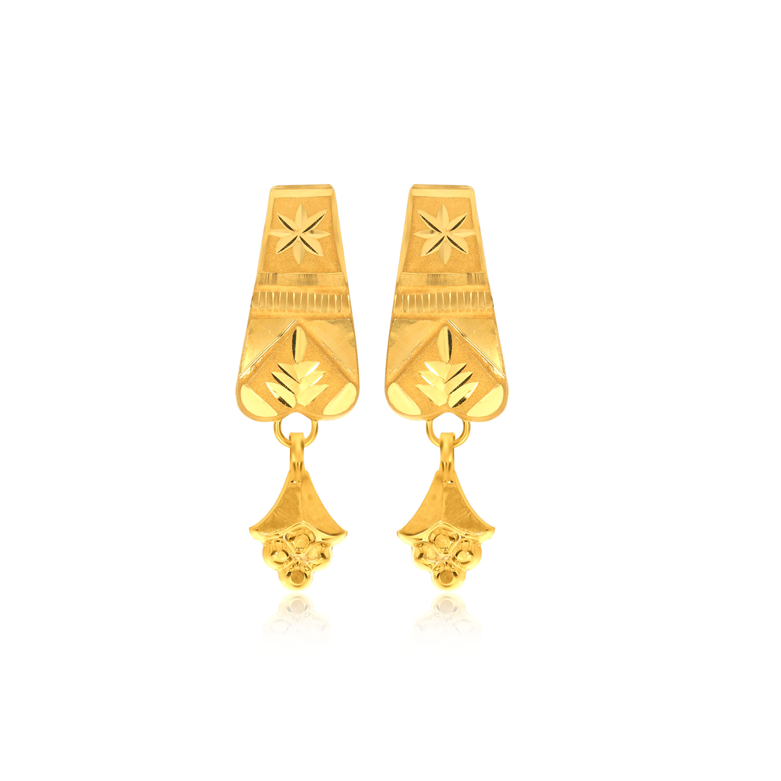 Starry Sheen Gold Drop Earrings - Senco Gold and Diamonds