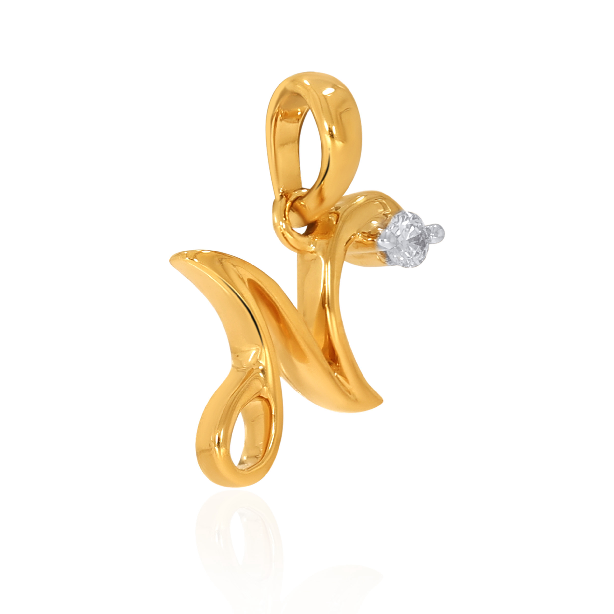 18K Yellow Gold N Alphabet Diamond Pendant-DPN-D000748620 - Senco Gold and Diamonds