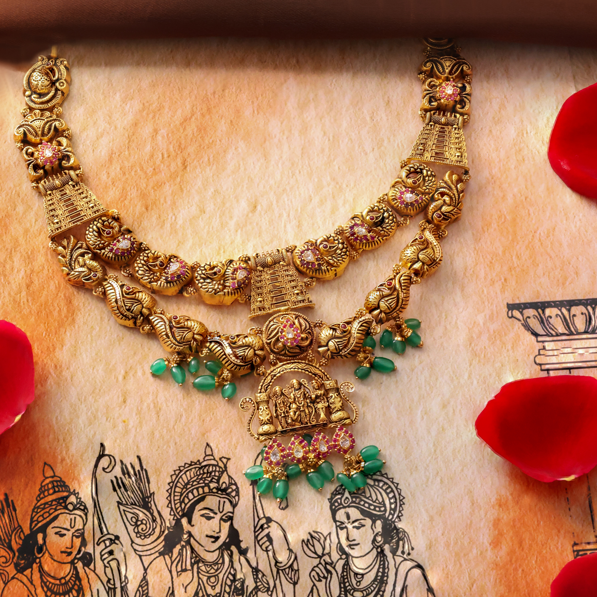 Virtuous Emblem Antique Gold Necklace - Senco Gold and Diamonds