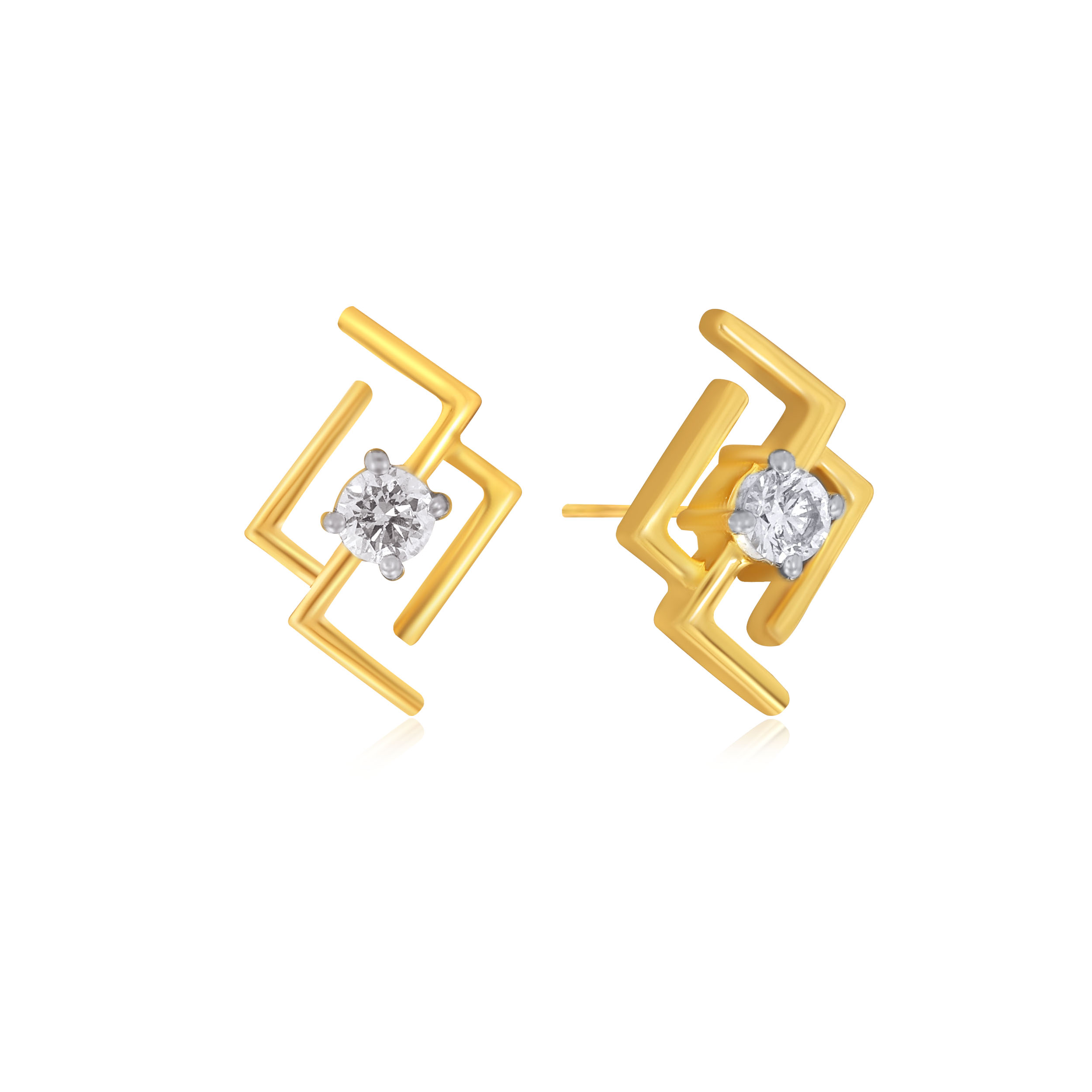 Geometric Glam Solitaire Studs - Senco Gold and Diamonds