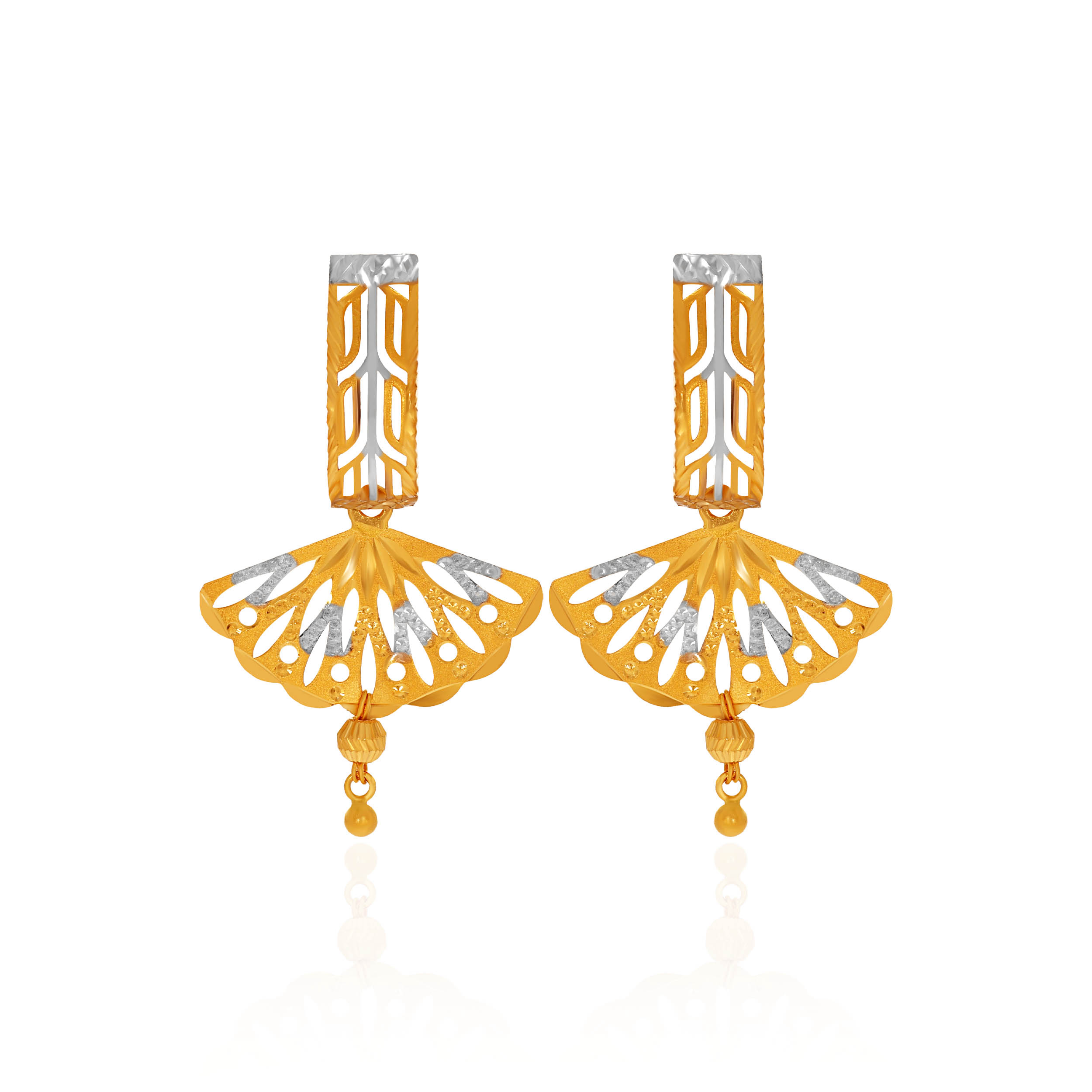 Artisan Scalloped Open Gold Drop Earrings - Senco Gold and Diamonds