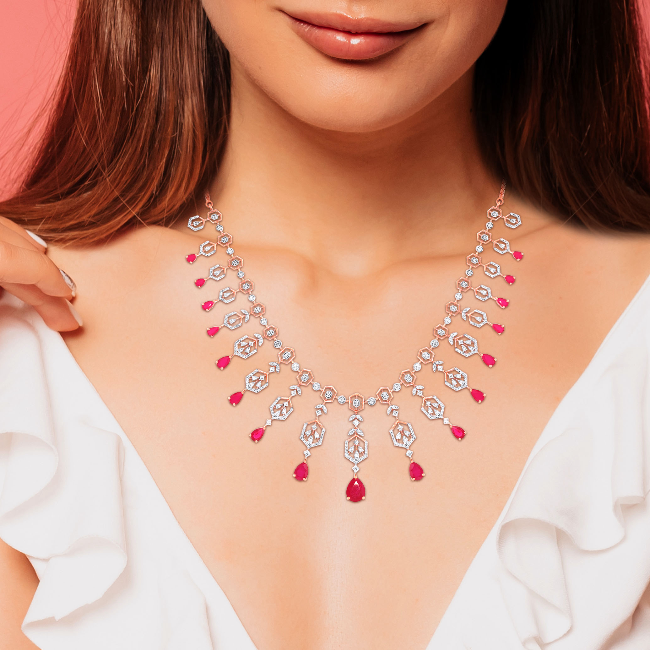 Celestique Drop Fringe Diamond Necklace - Senco Gold and Diamonds