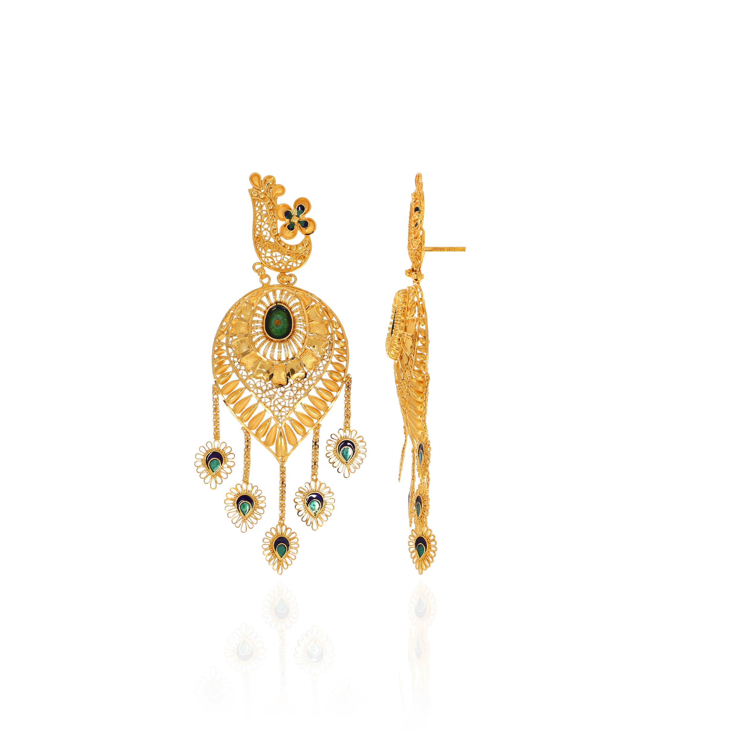 Opulent Plumage Gold Earrings - Senco Gold and Diamonds