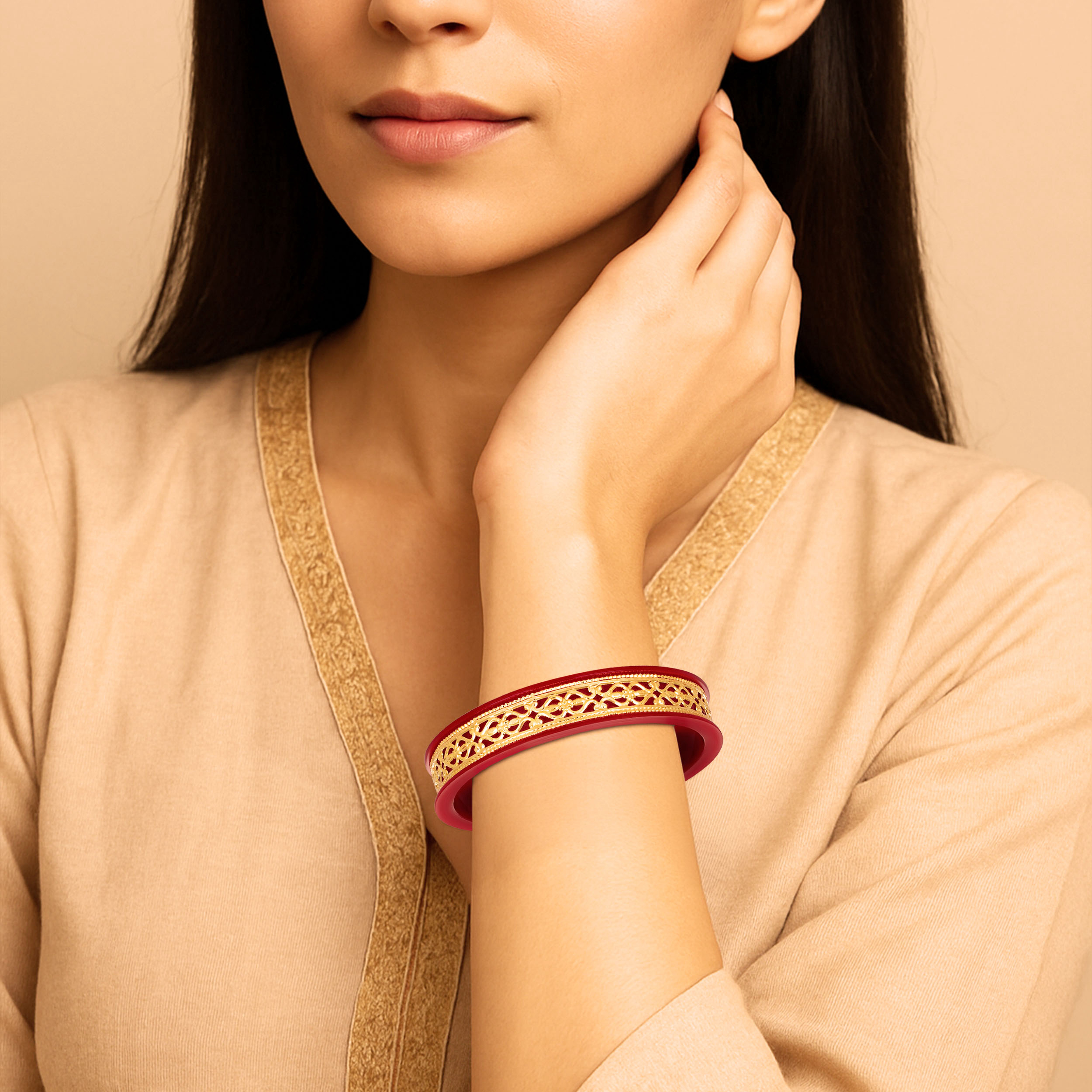 Vermillion Royale Gold Pola Bangle - Senco Gold and Diamonds