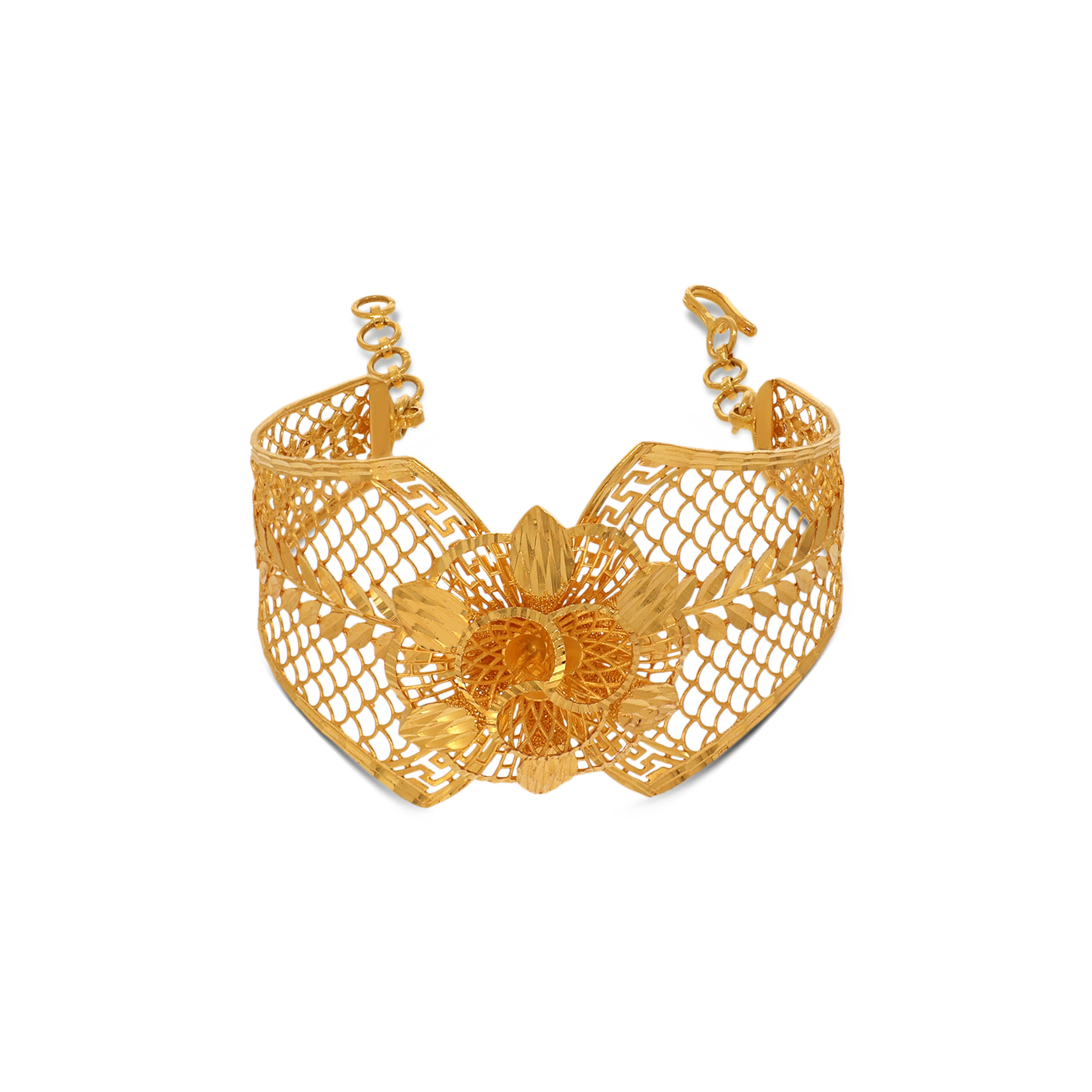 Majestic Floral Gold Chur Bangle - Senco Gold and Diamonds