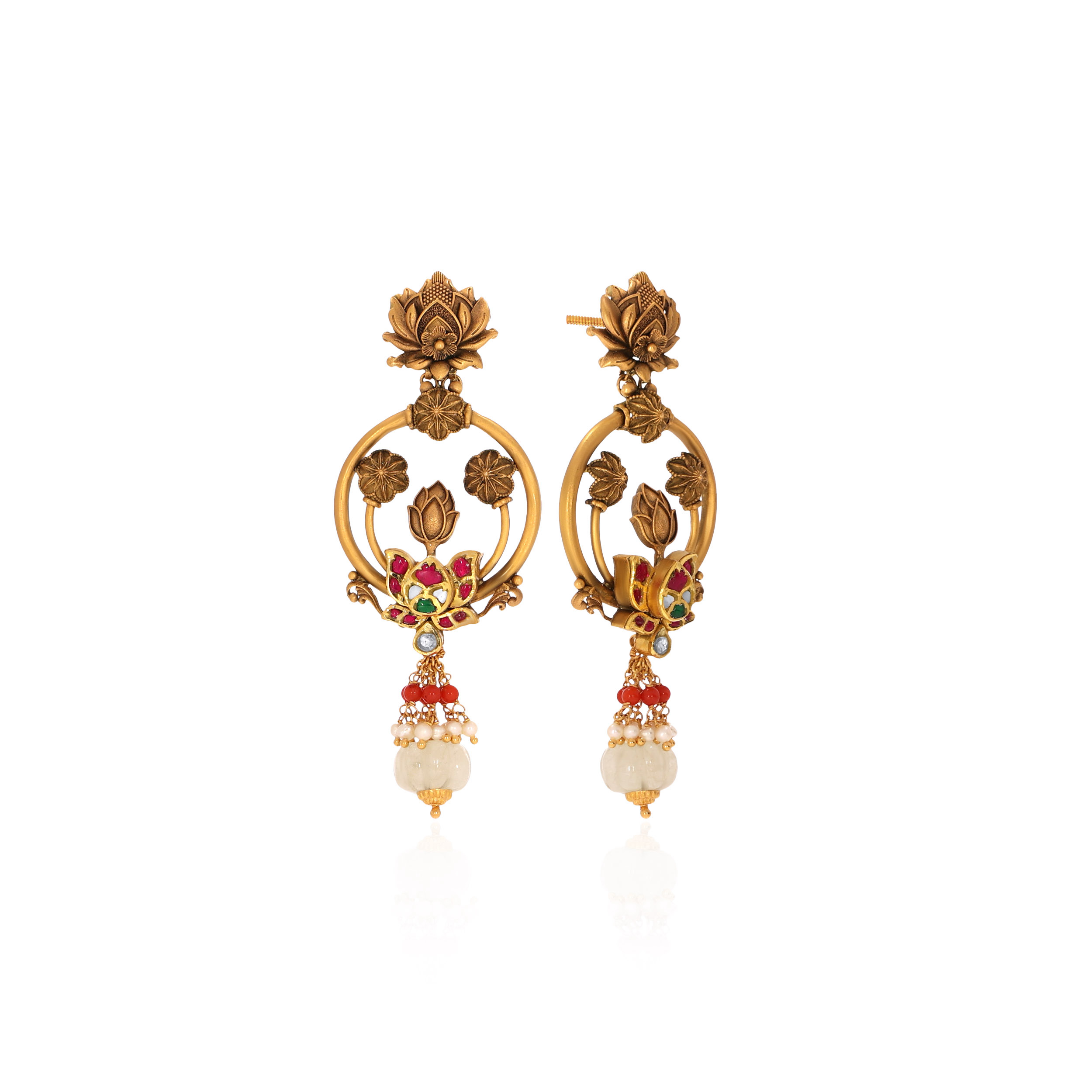 22K Yellow Gold Kundan Earrings-GPGN-D000788486 - Senco Gold and Diamonds