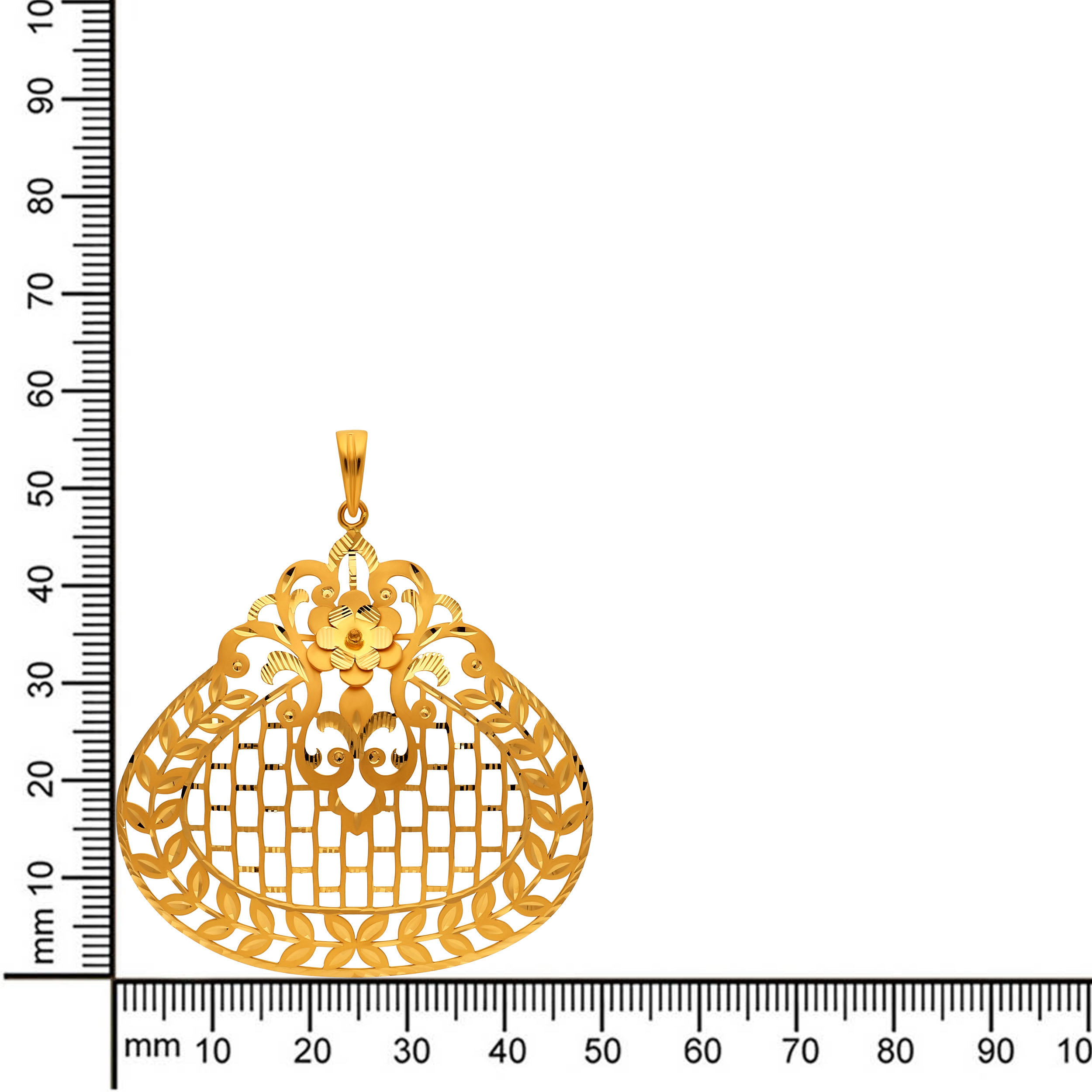 Regal Floral Lattice Gold Pendant - Senco Gold and Diamonds