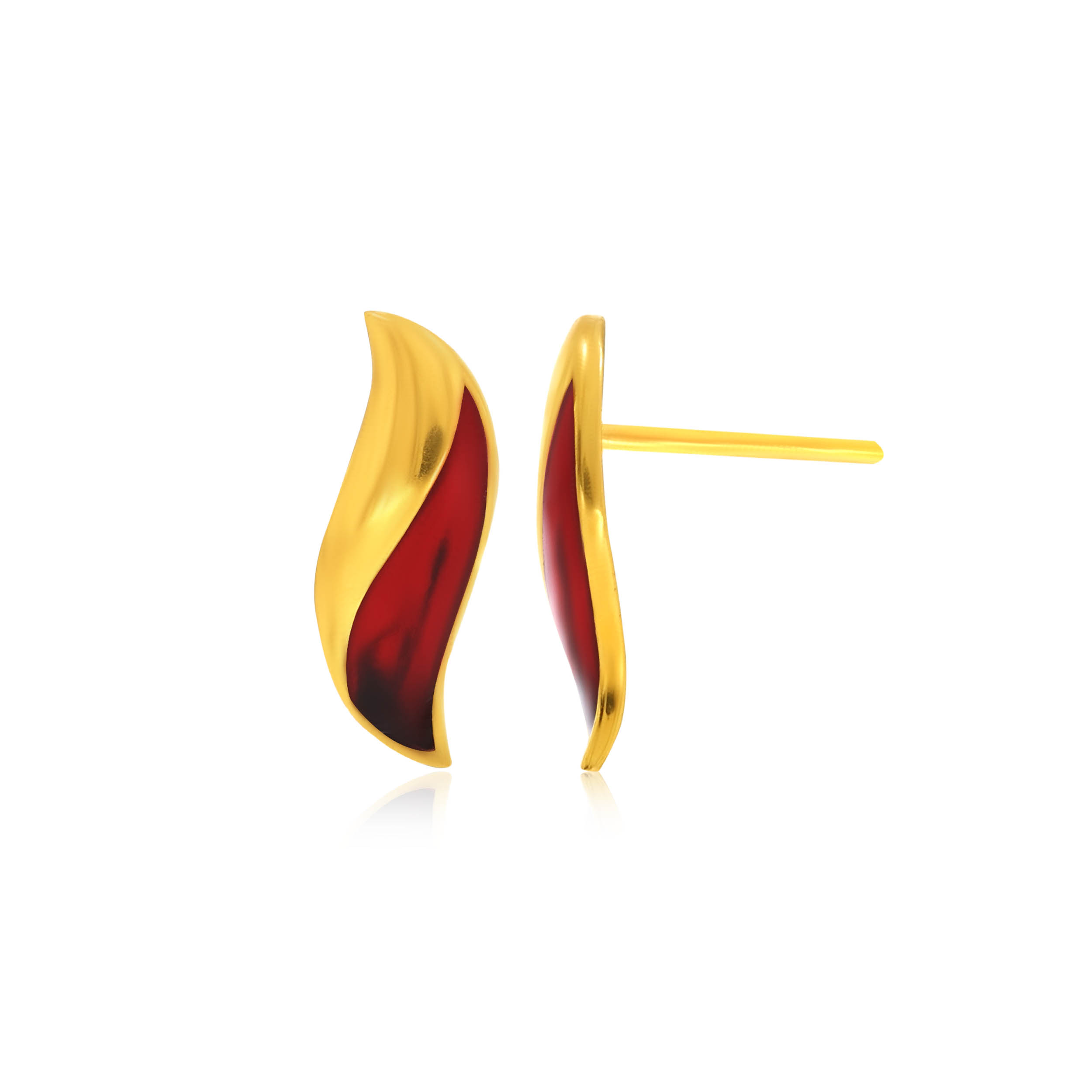 Vibrant Wavy Leaf Gold Studs - Senco Gold and Diamonds