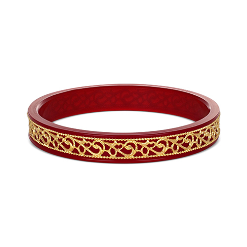 Ornate Vermillion Gold Pola Bangle - Senco Gold and Diamonds