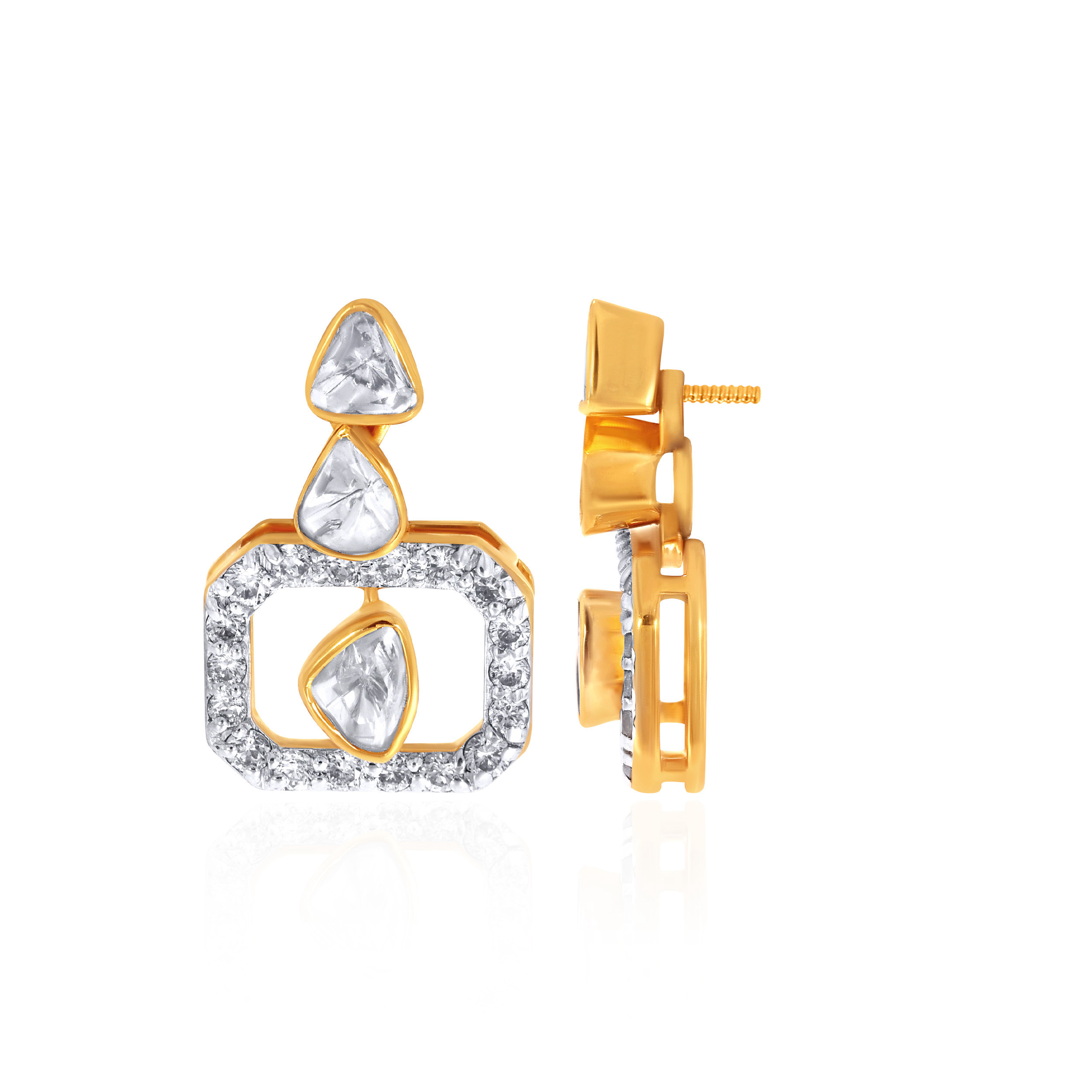 Ethereal Sparkle Polki Diamond Studs - Senco Gold and Diamonds
