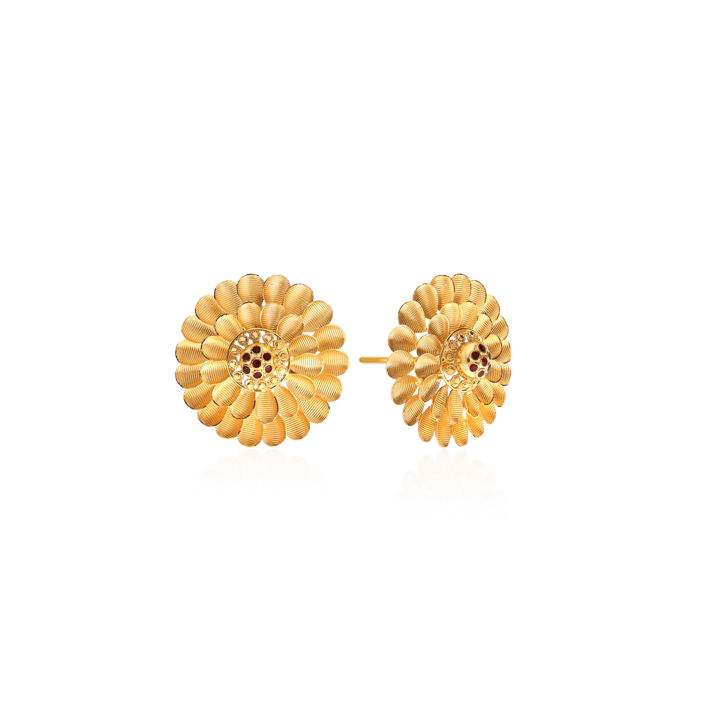 Floral Grandeur Gold Studs - Senco Gold and Diamonds