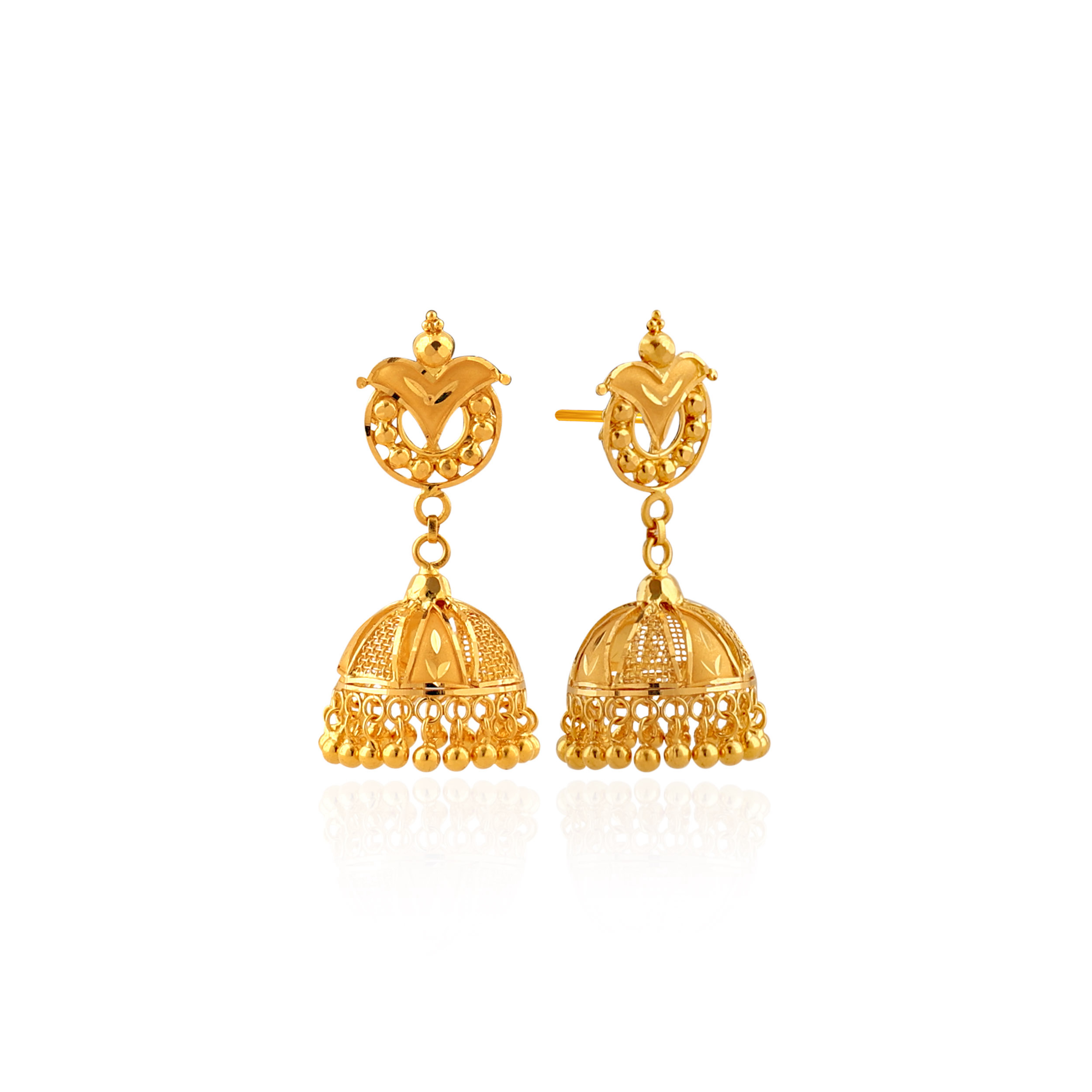 Heritage Reverie Gold Jhumka Earrings - Senco Gold and Diamonds