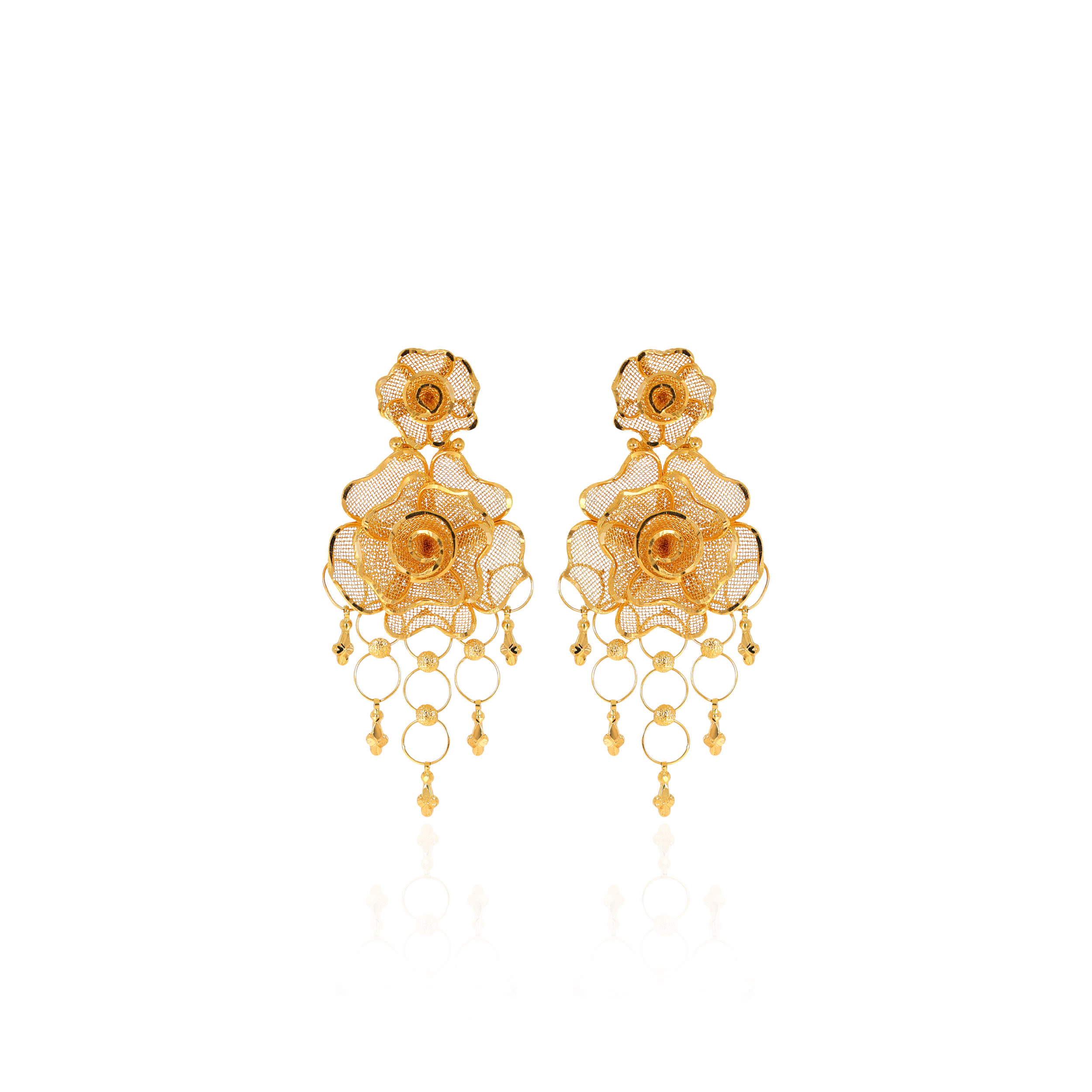 Rosy Opulence Gold Danglers - Senco Gold and Diamonds