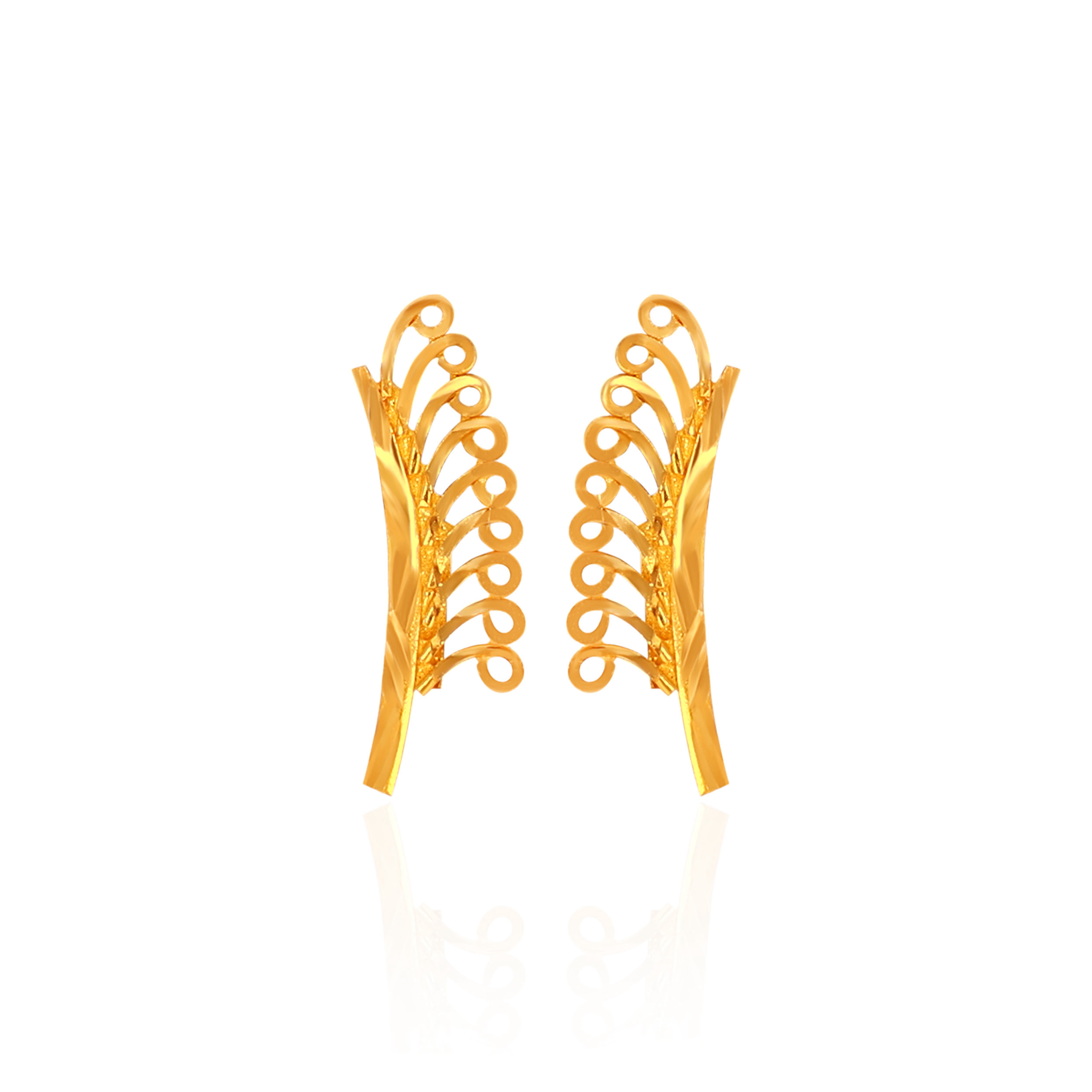 Artsy Arc Fern Gold Studs - Senco Gold and Diamonds