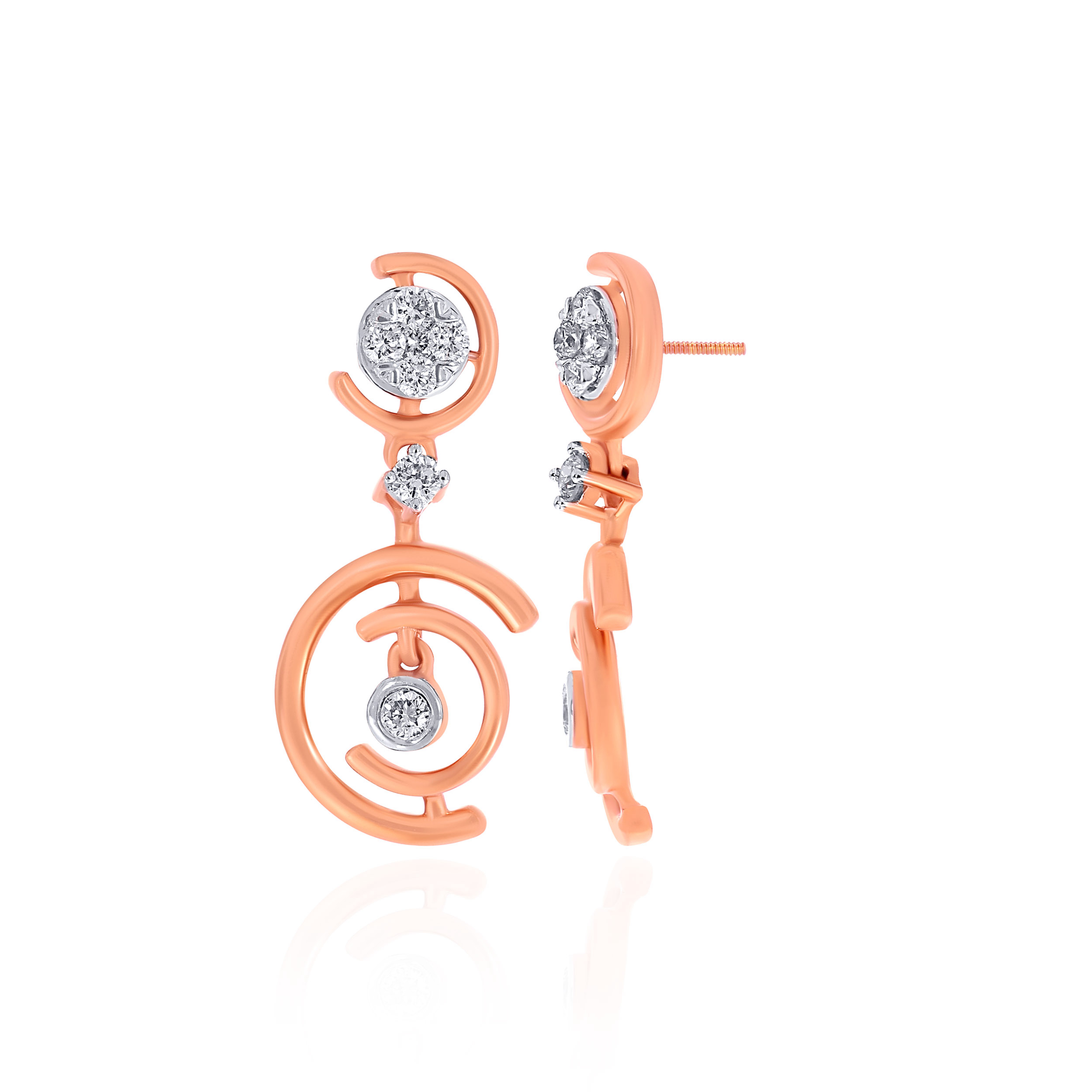 Celeste Spiral Diamond Drop Earrings - Senco Gold and Diamonds