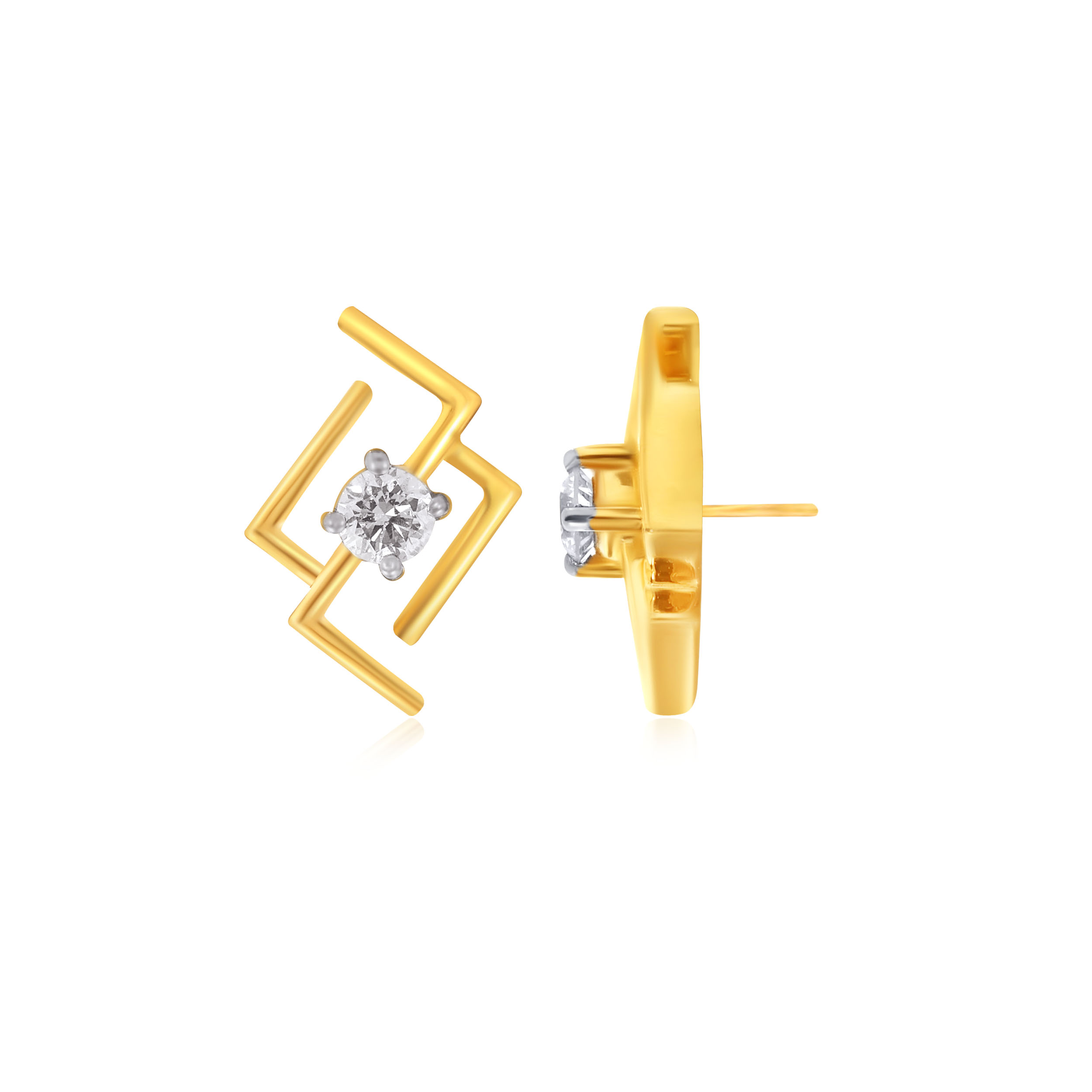 Geometric Glam Solitaire Studs - Senco Gold and Diamonds