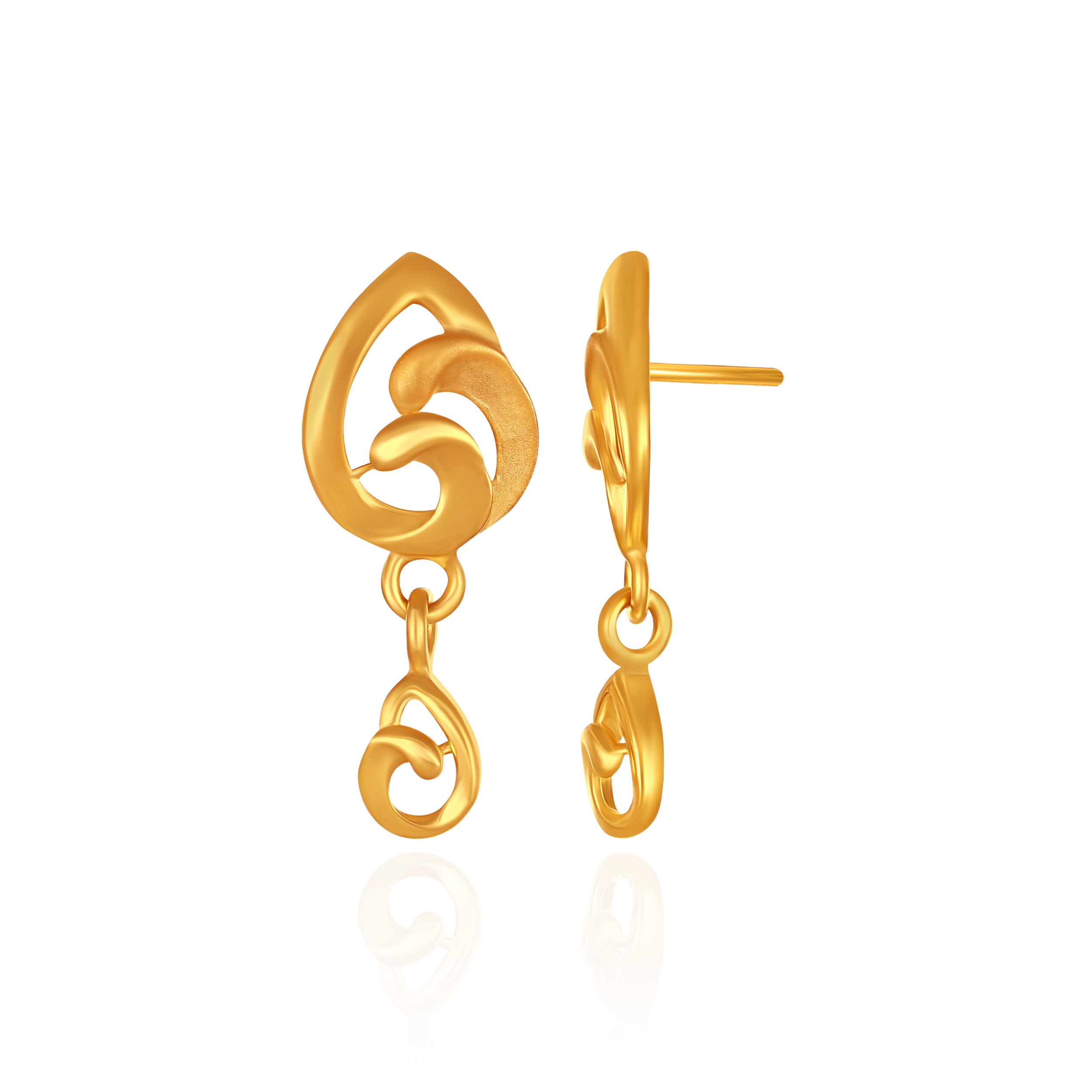 Scrollwork Sway Gold Drop Earrings - Senco Gold and Diamonds