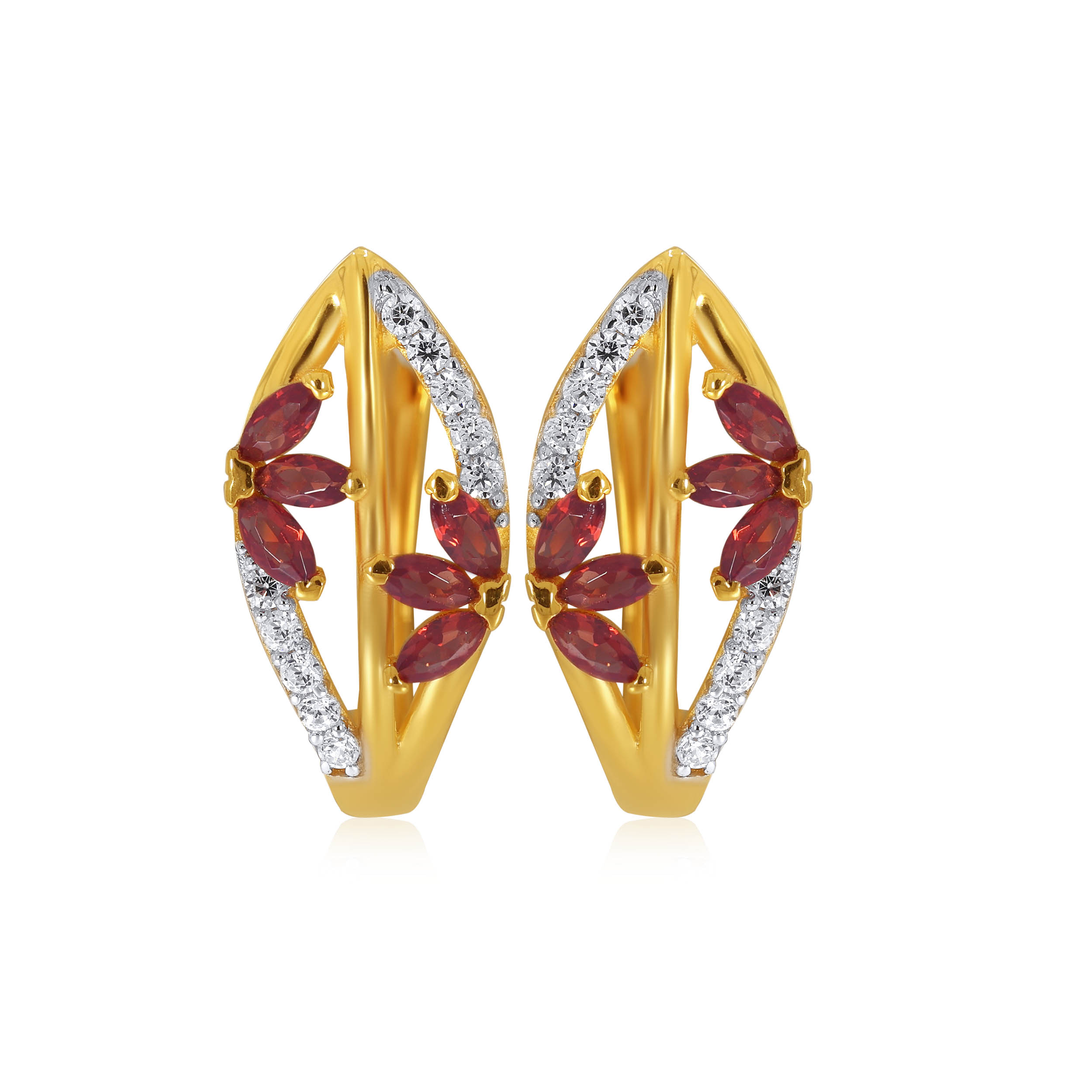 Crimson Petals Gold Hoop Earrings - Senco Gold and Diamonds