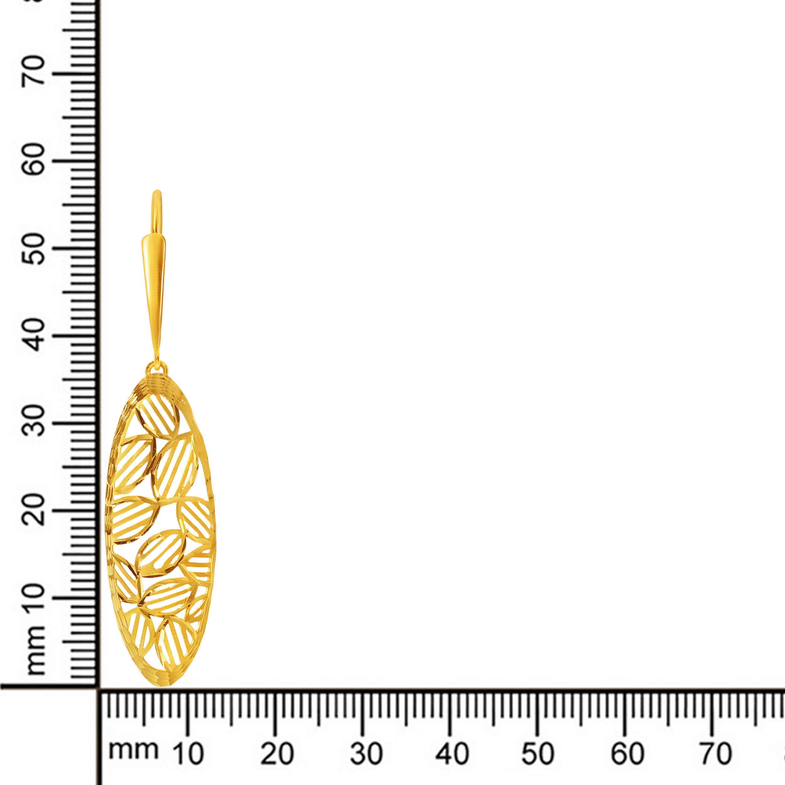 Chic Leafy Oval Gold Hook Earrings - Senco Gold and Diamonds