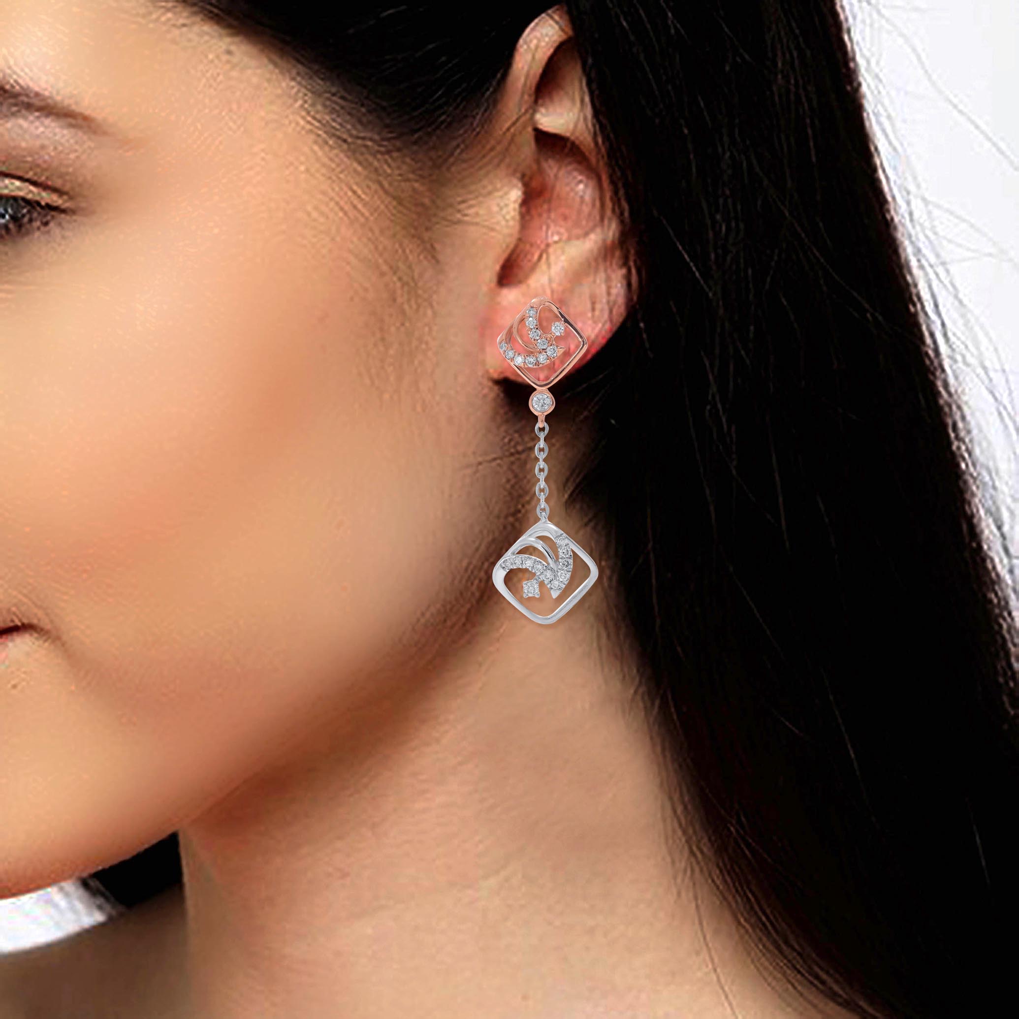 Nova Whirlwind Platinum Long Earrings - Senco Gold and Diamonds