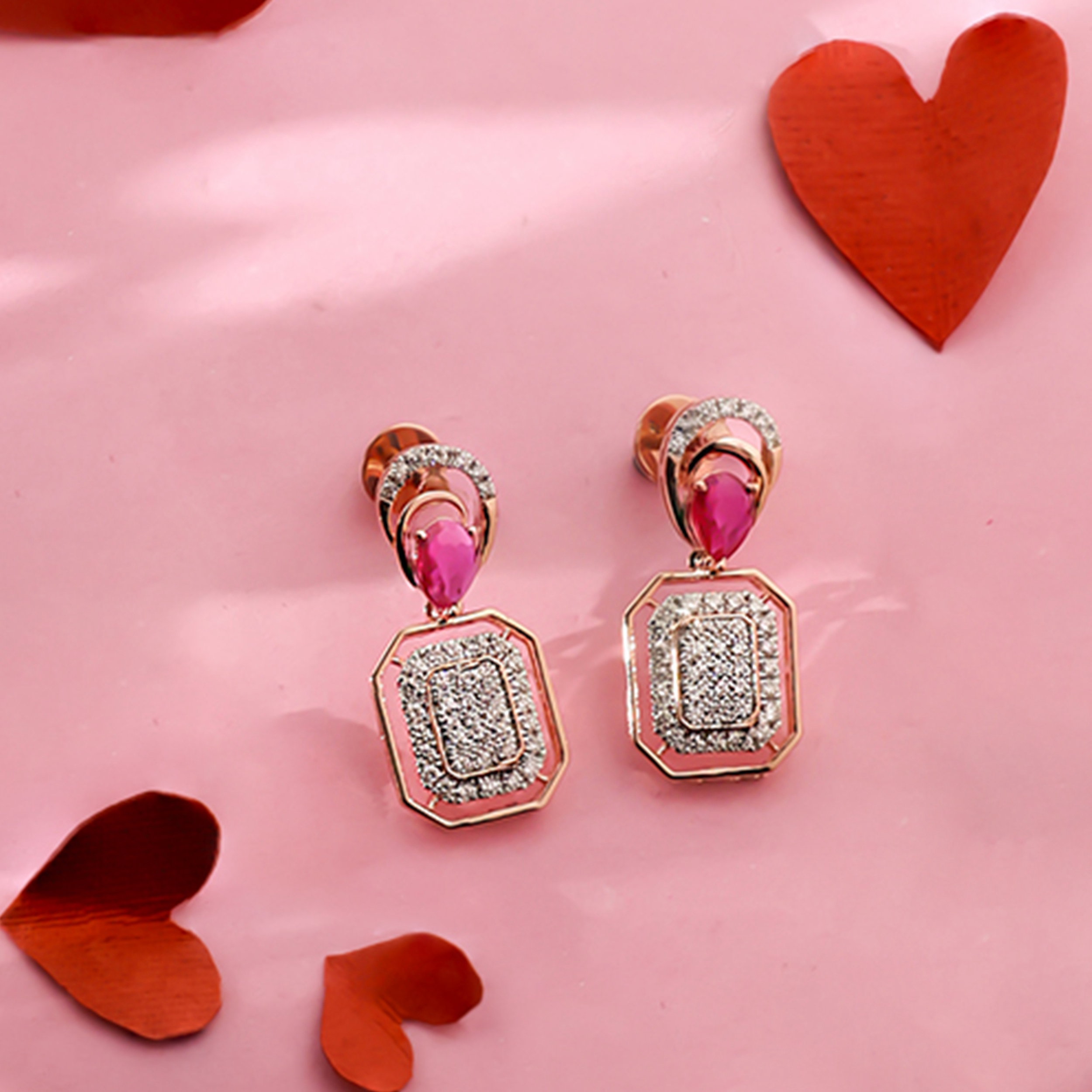 Shimmery Love Diamond Drop Earrings - Senco Gold and Diamonds