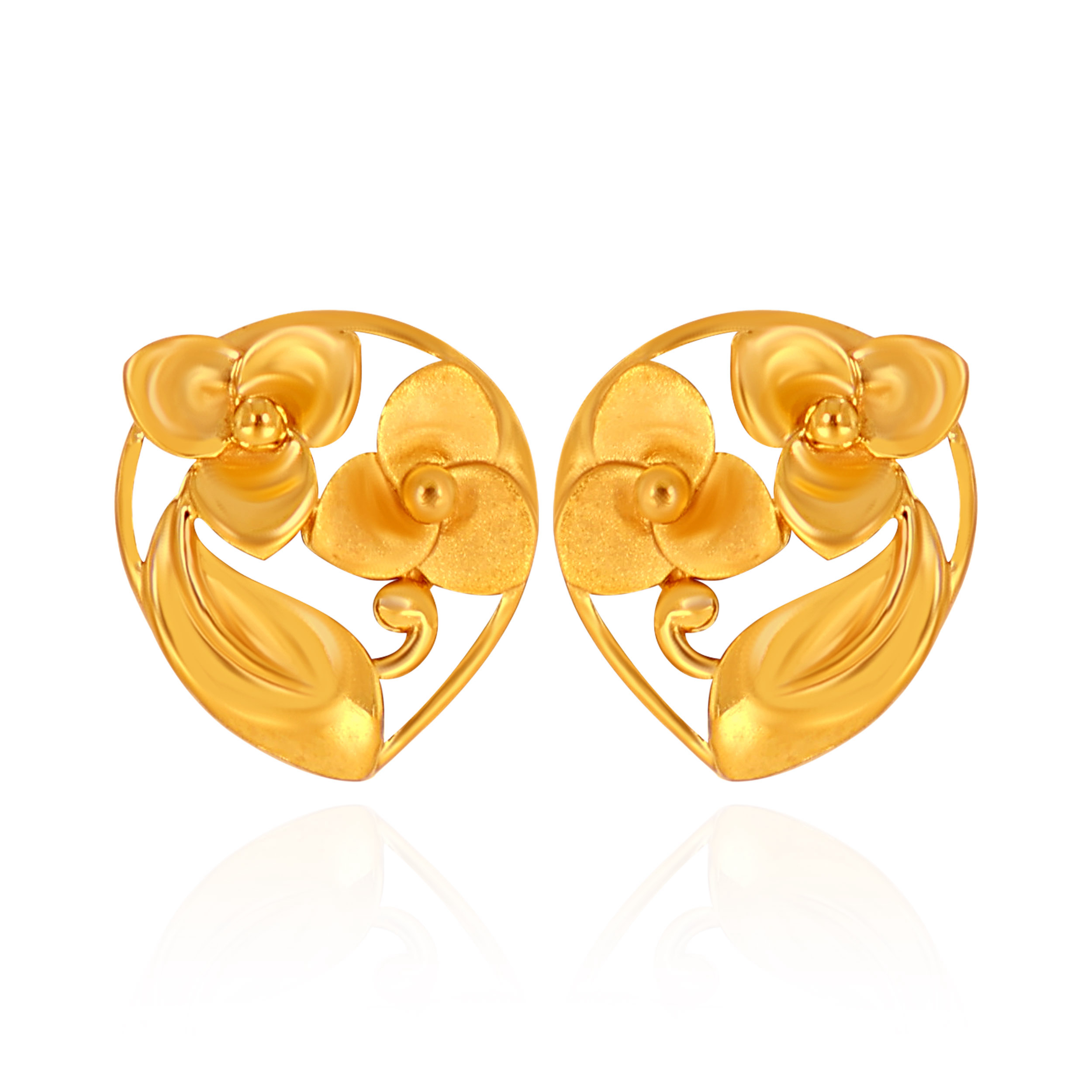 Florentia Oval Bloom Gold Studs - Senco Gold and Diamonds