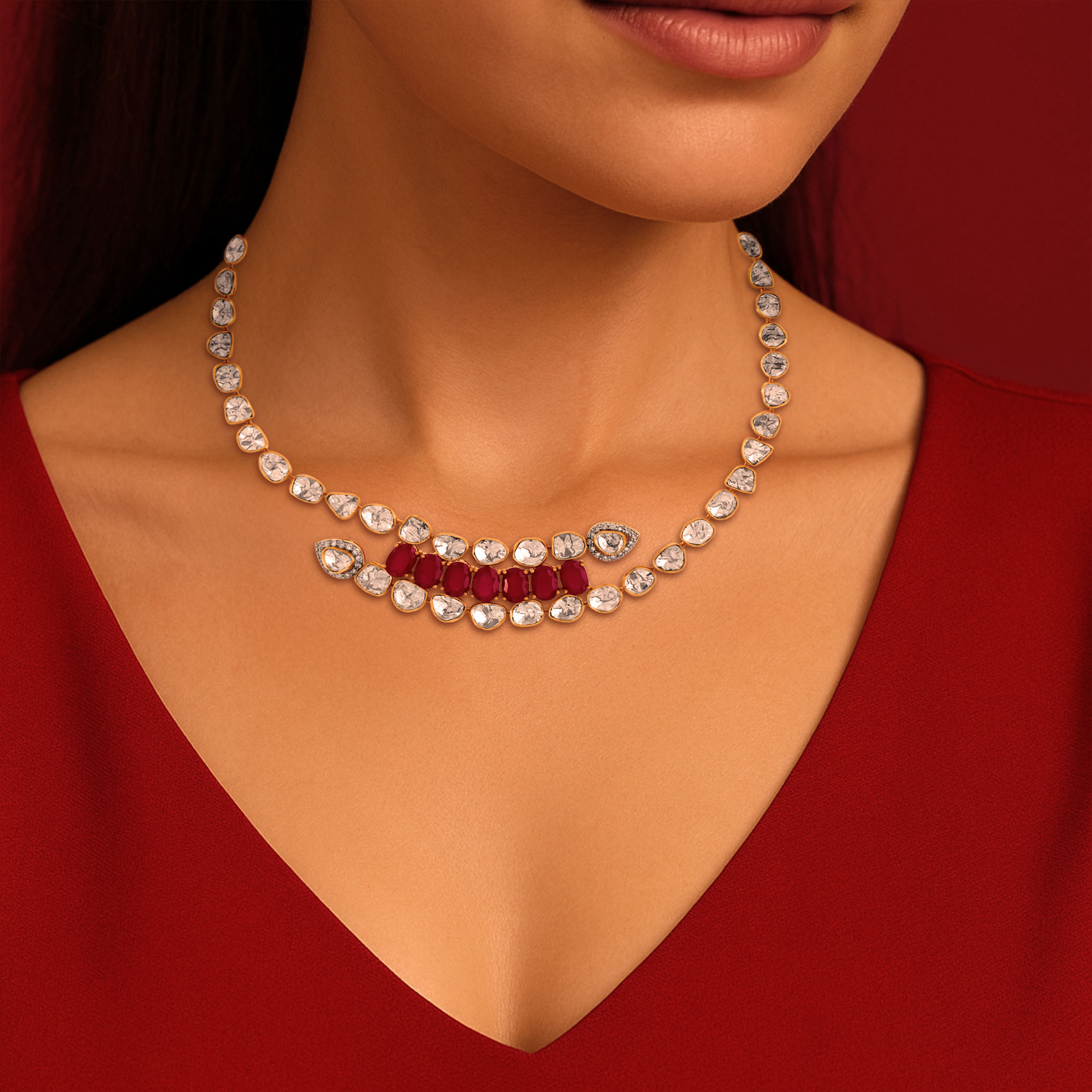 Asymmetric Radiance Diamond Necklace - Senco Gold and Diamonds