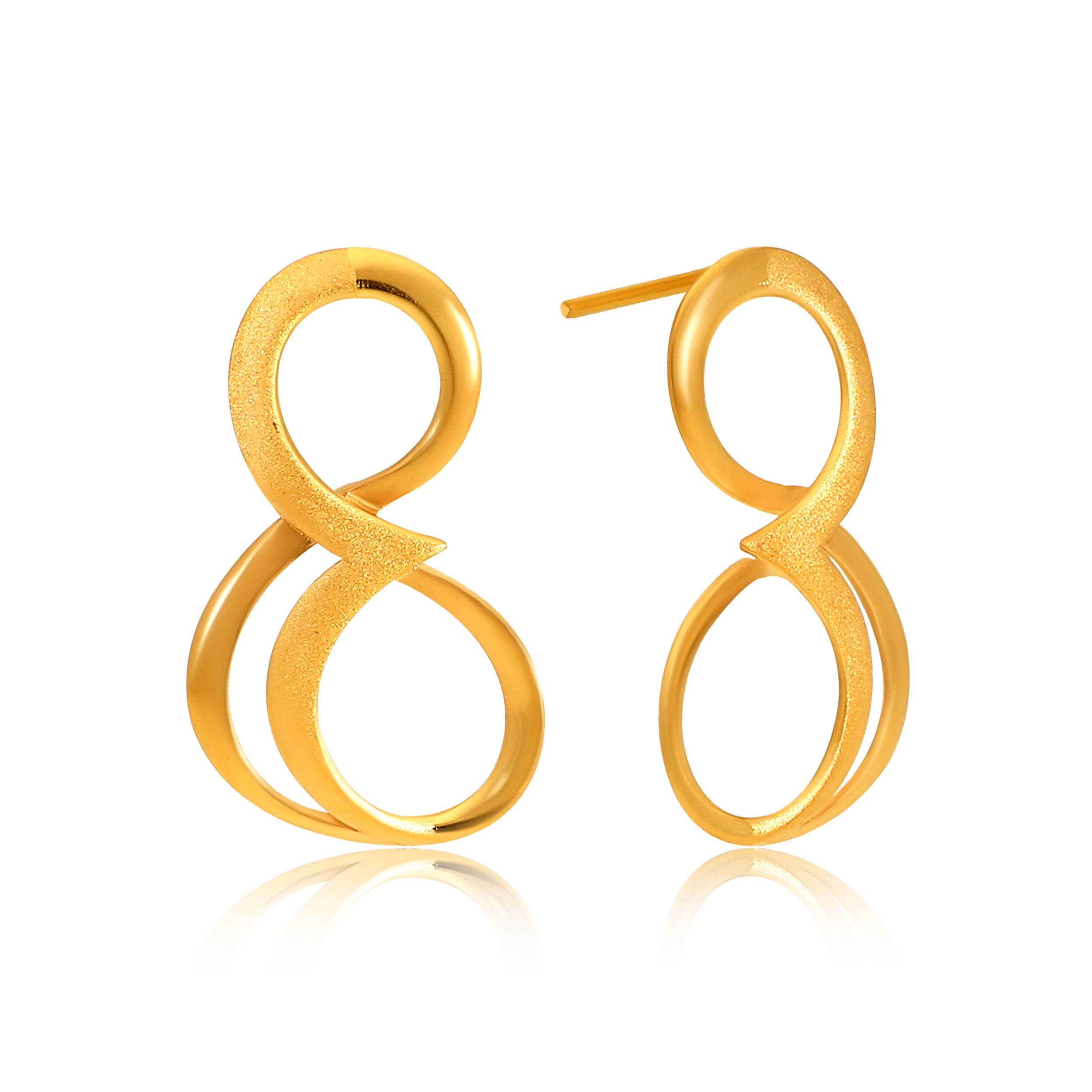 Textured Infinity Gold Studs - Senco Gold and Diamonds