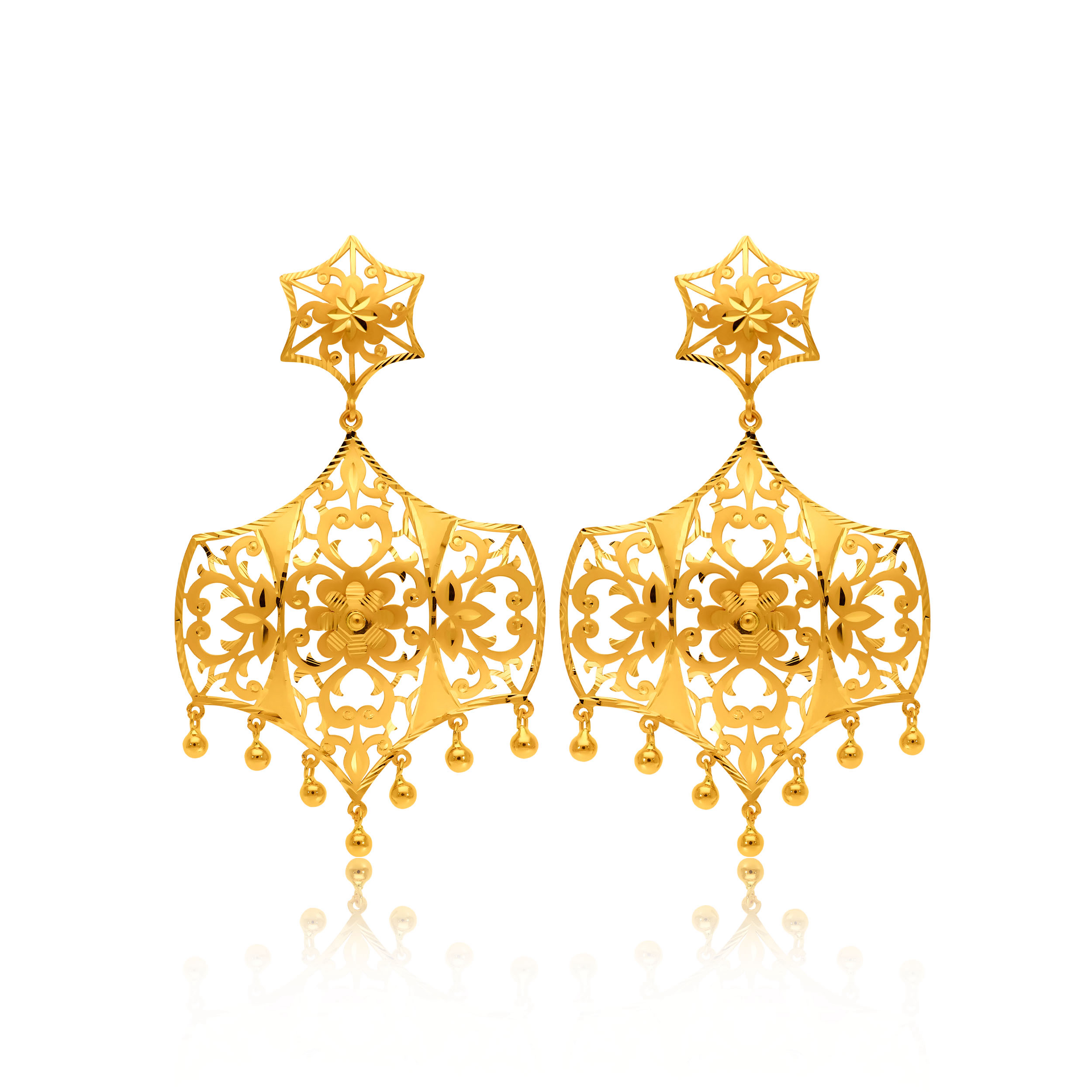 22K Yellow Gold Danglers Earrings-GP-SAD0005774 - Senco Gold and Diamonds