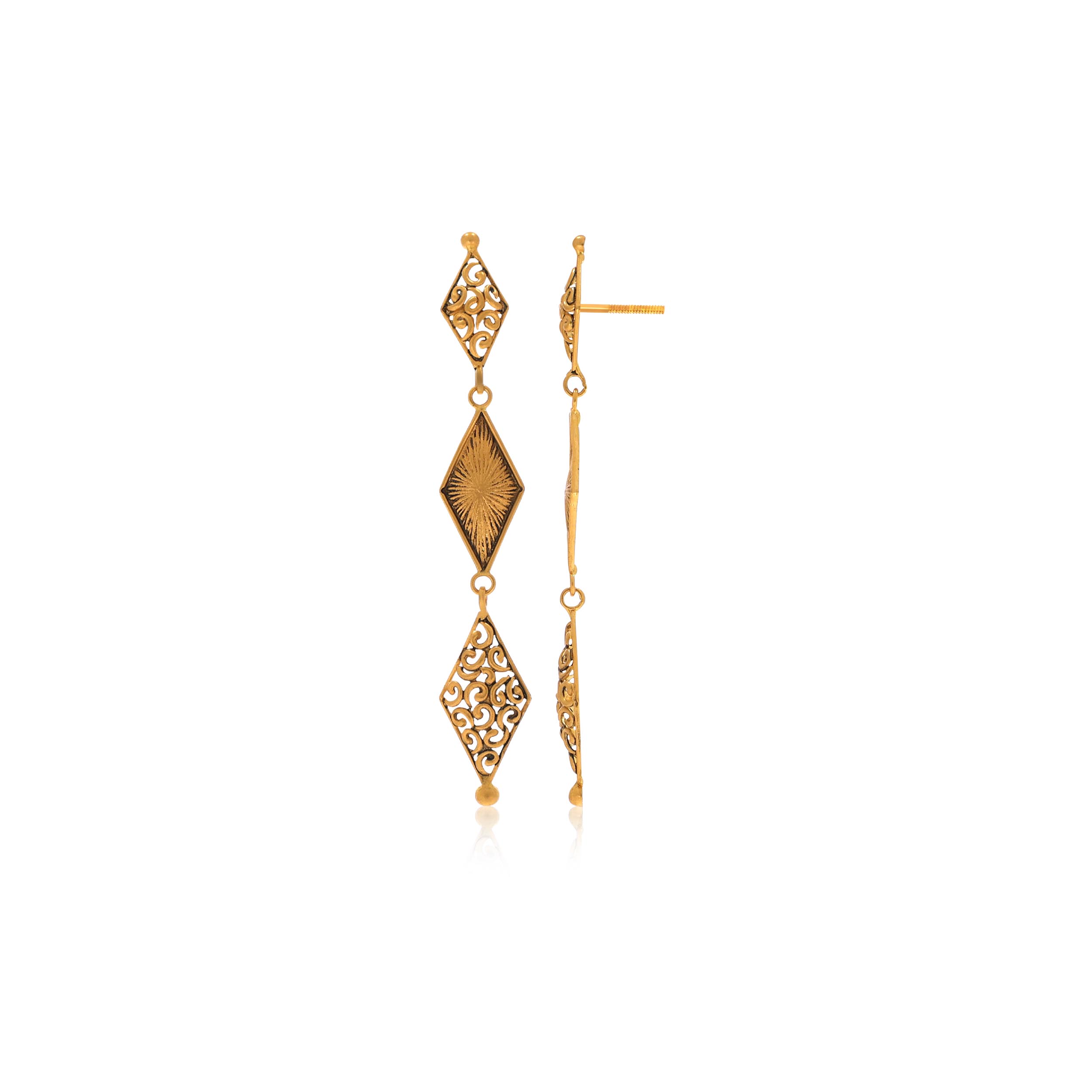 Filigree Charm Antique Gold Earrings - Senco Gold and Diamonds
