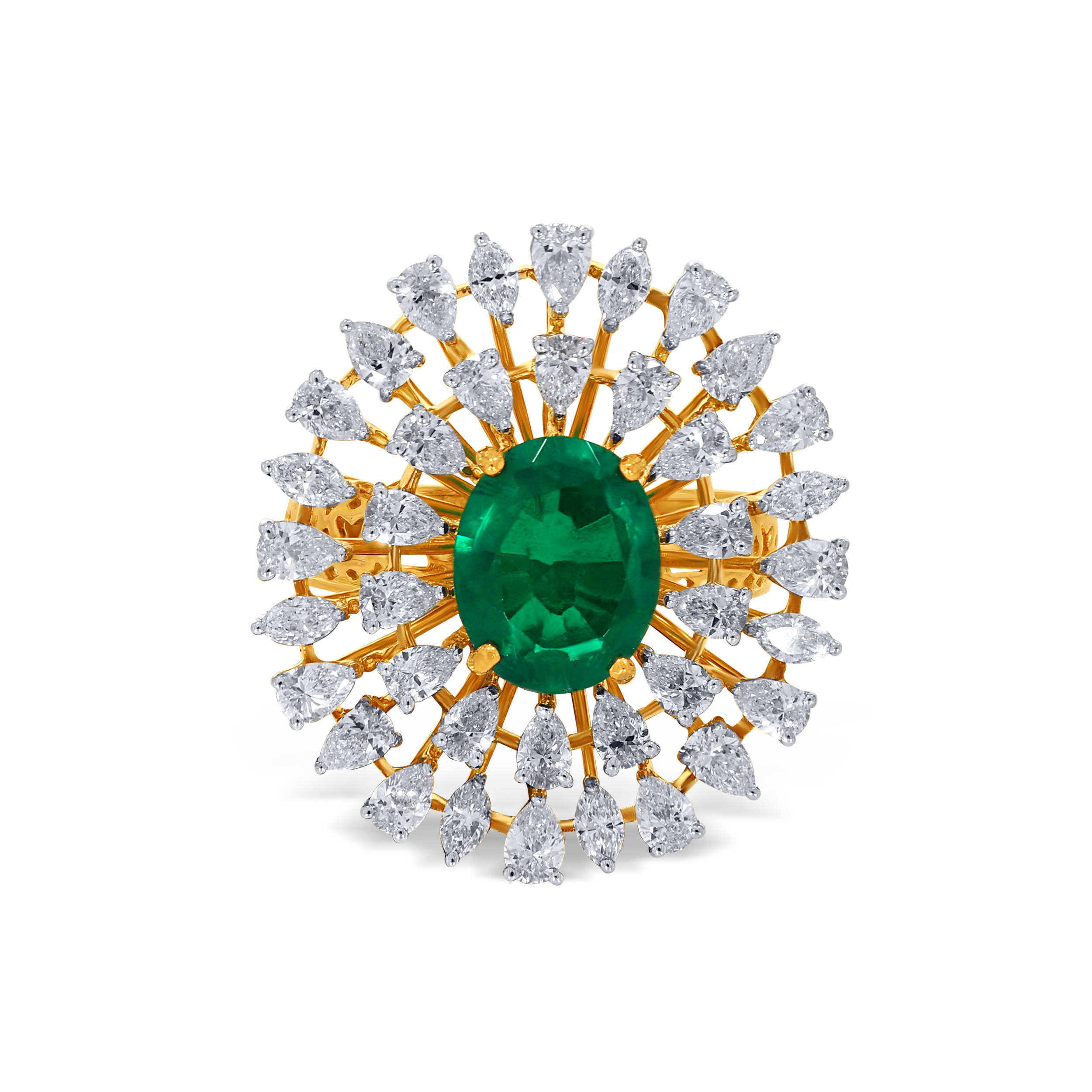 Emerald Sunburst Diamond Ring - Senco Gold and Diamonds