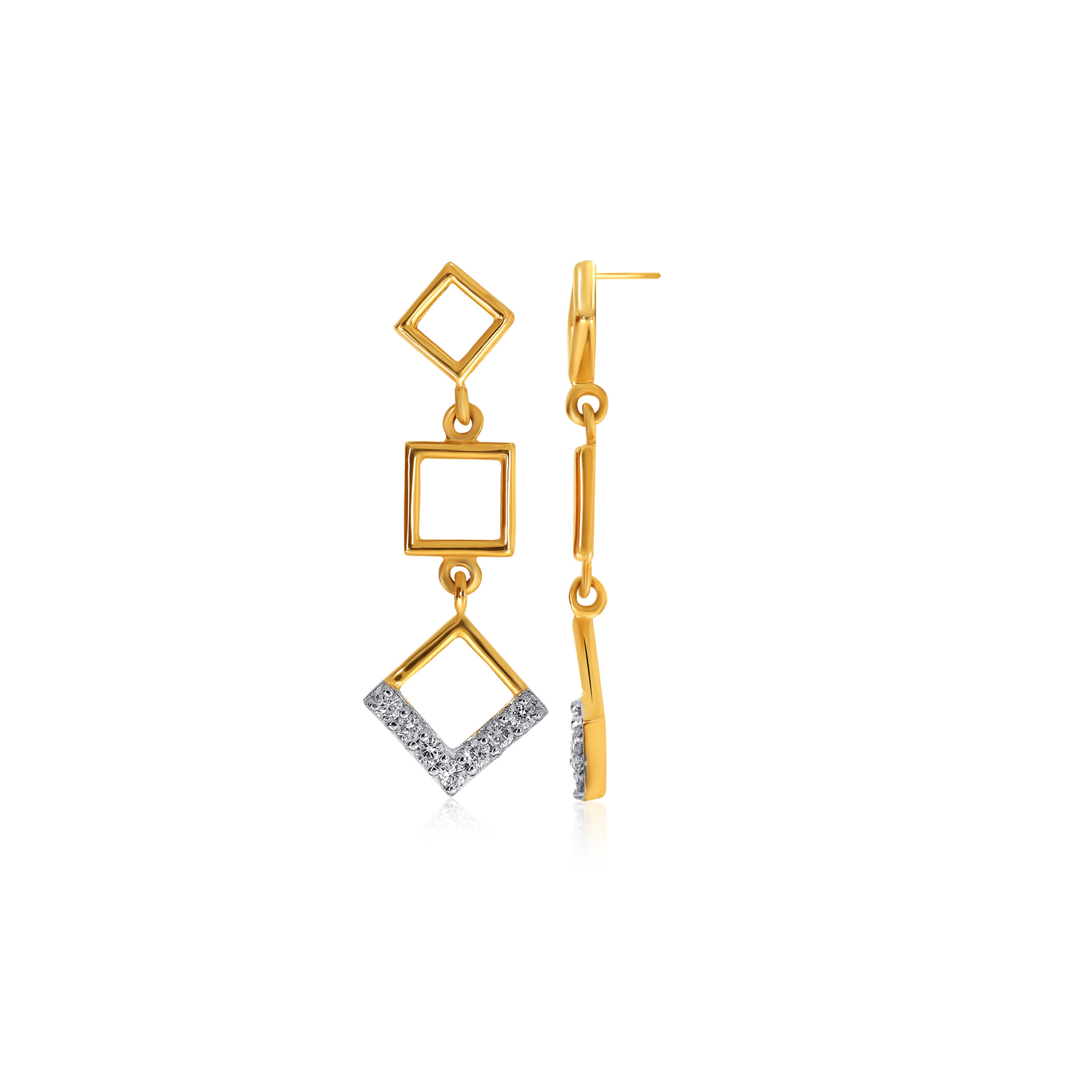 Geometrical Splendour Diamond Drop Earrings - Senco Gold and Diamonds