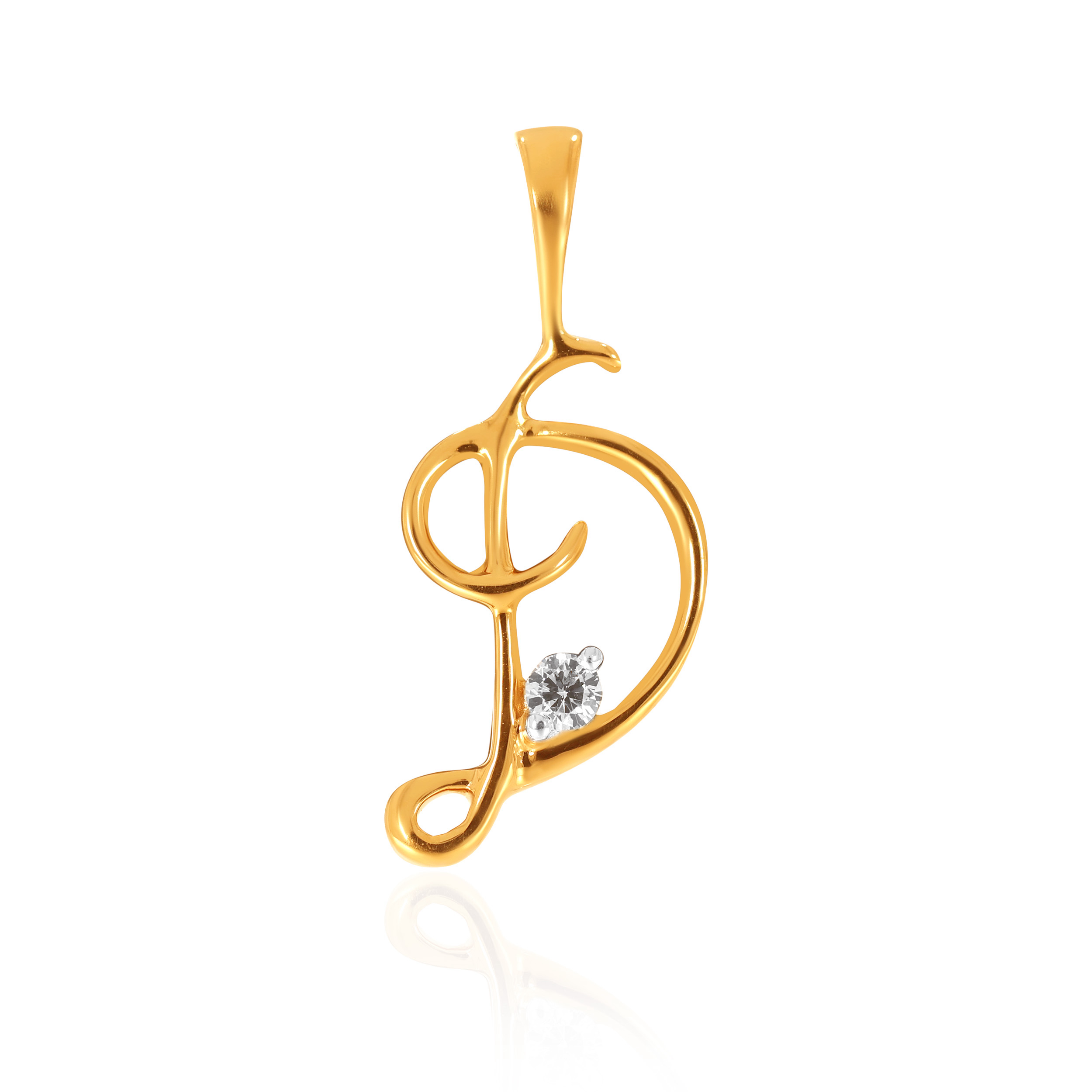 18K Yellow Gold D Alphabet Diamond Pendant-DPN-D000748622 - Senco Gold and Diamonds