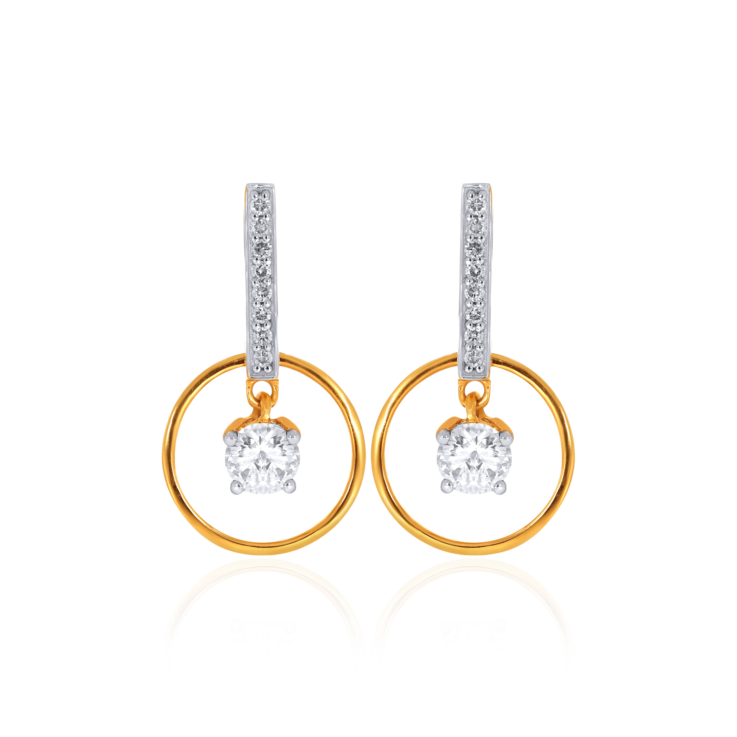 18K Yellow Gold Diamond Drop Earrings-DT-D000773765 - Senco Gold and Diamonds