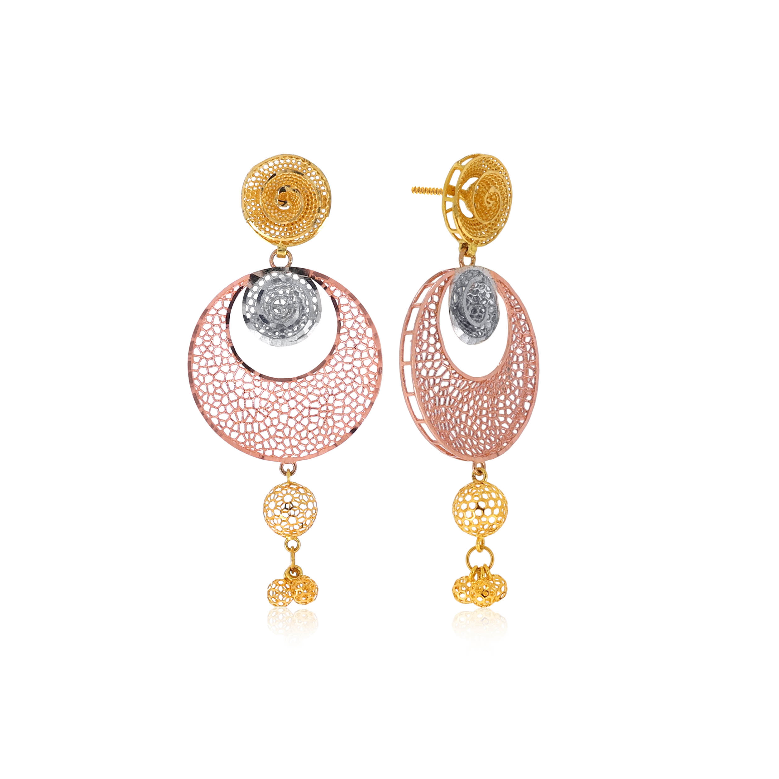 Modern Interplay Gold Long Earrings - Senco Gold and Diamonds