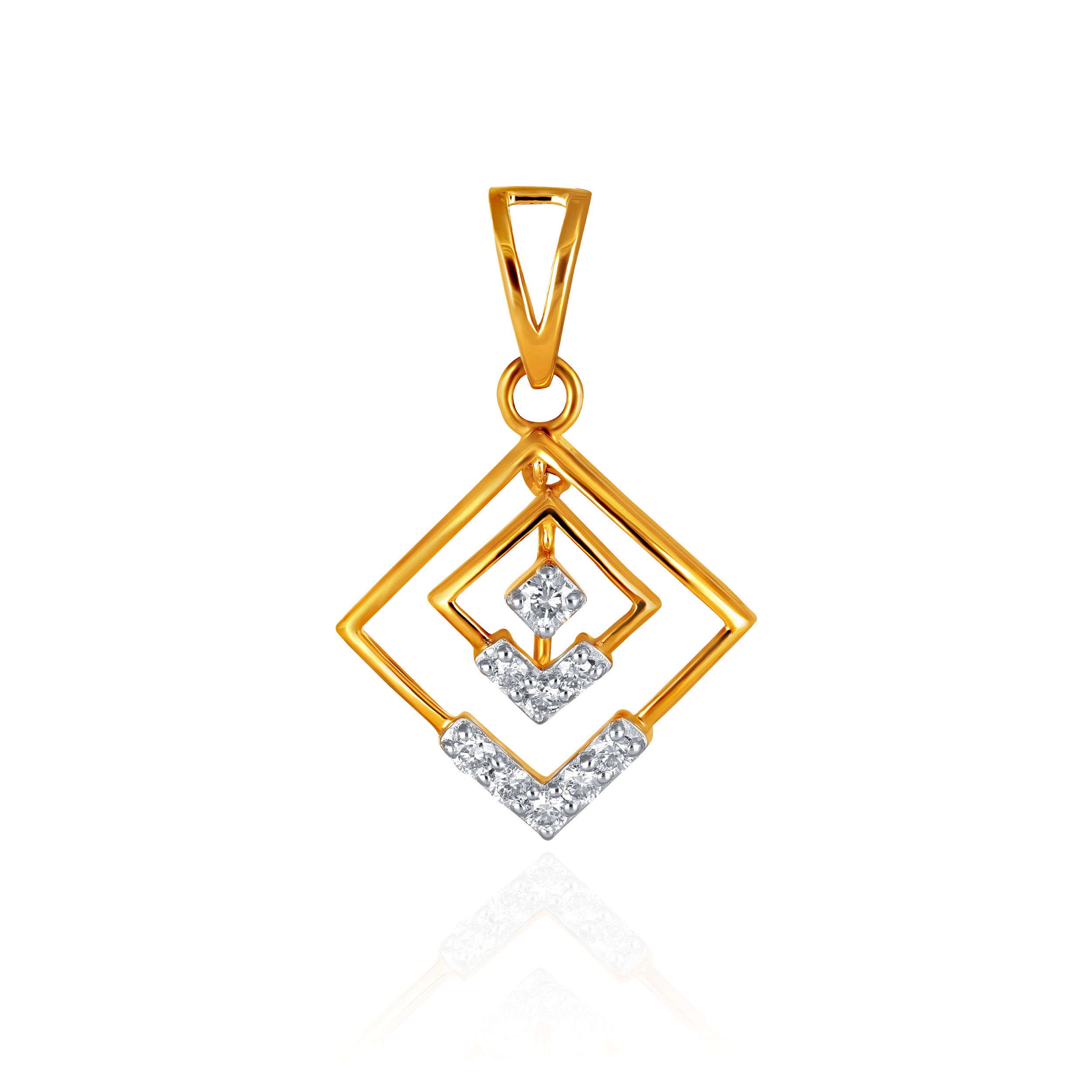 Nested Square Diamond Pendant - Senco Gold and Diamonds