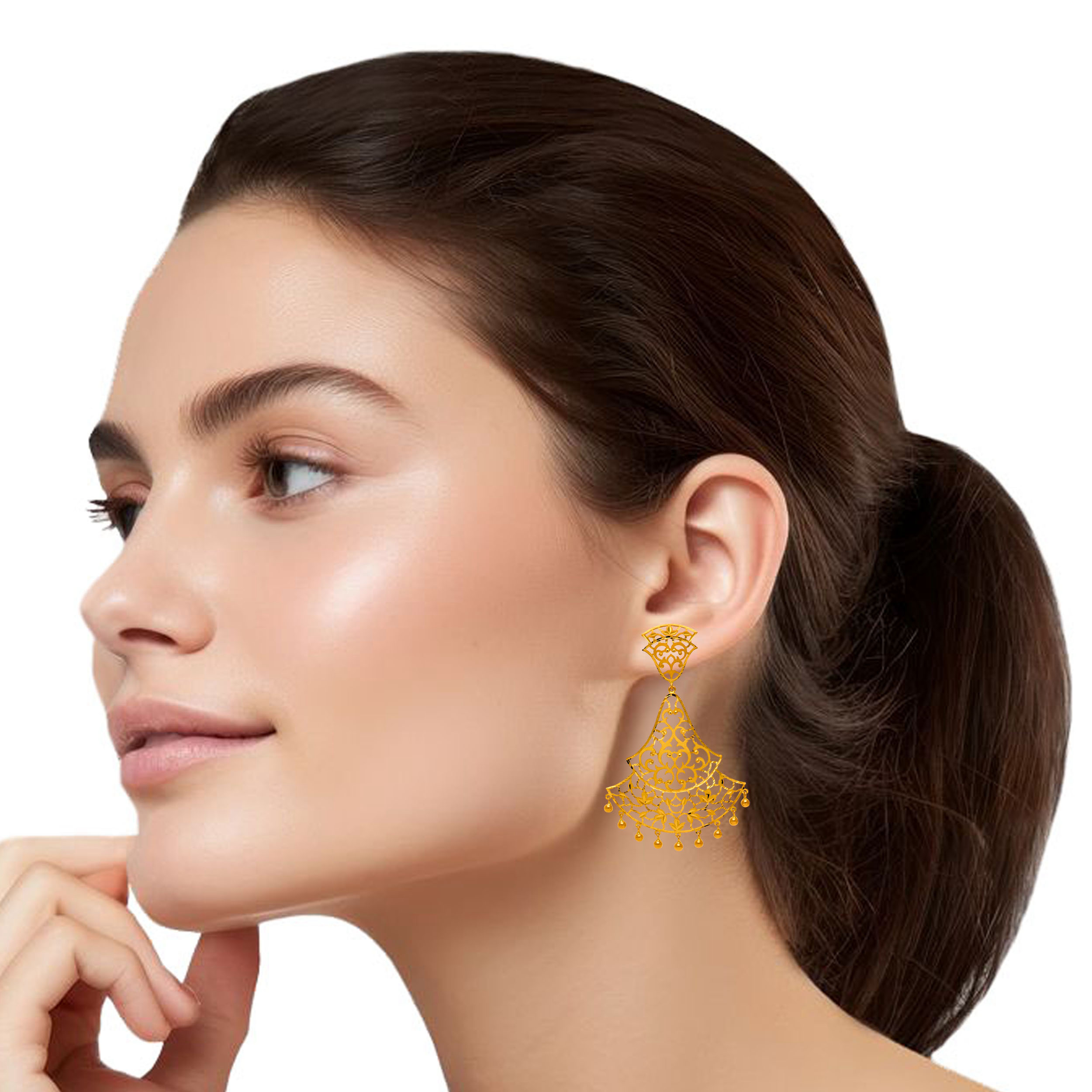 Delicate Ornate Gold Earrings - Senco Gold and Diamonds