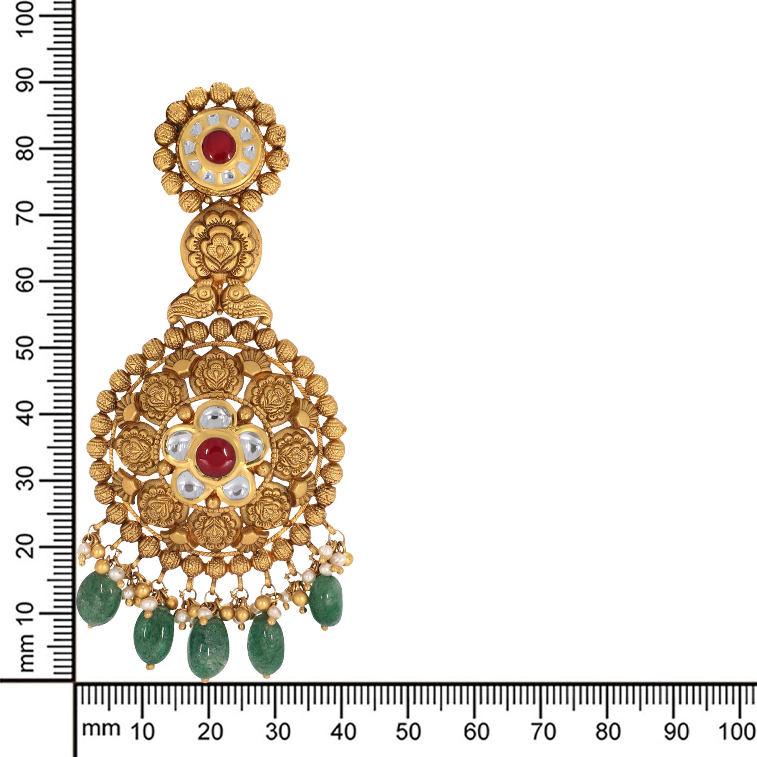 Bloomed Aura Antique Gold Kundan Danglers - Senco Gold and Diamonds
