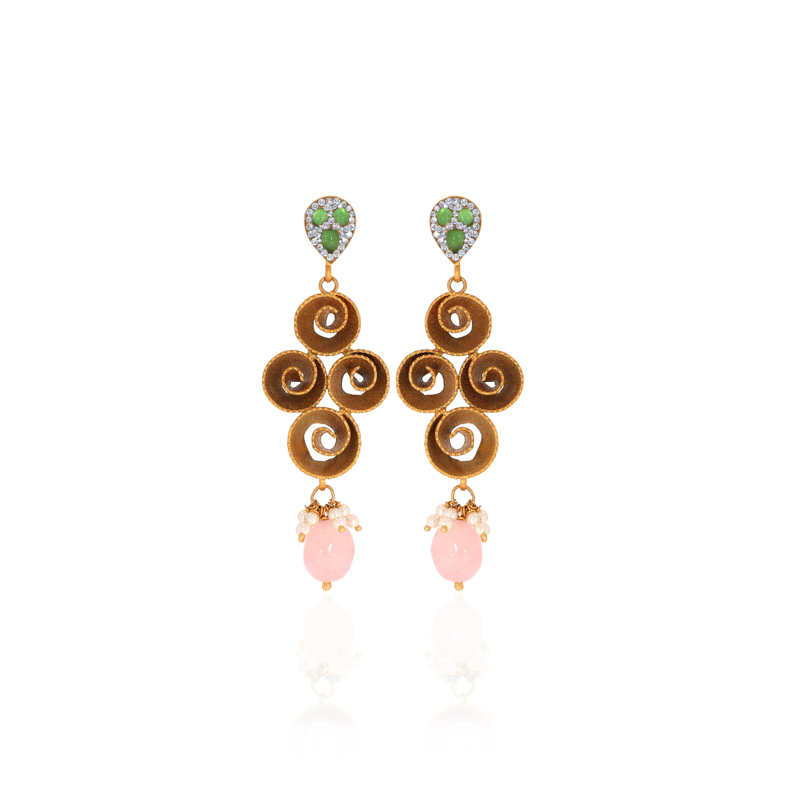 22K Yellow Gold Antique Kundan Drop Earrings-GPGN-D000779692 - Senco Gold and Diamonds