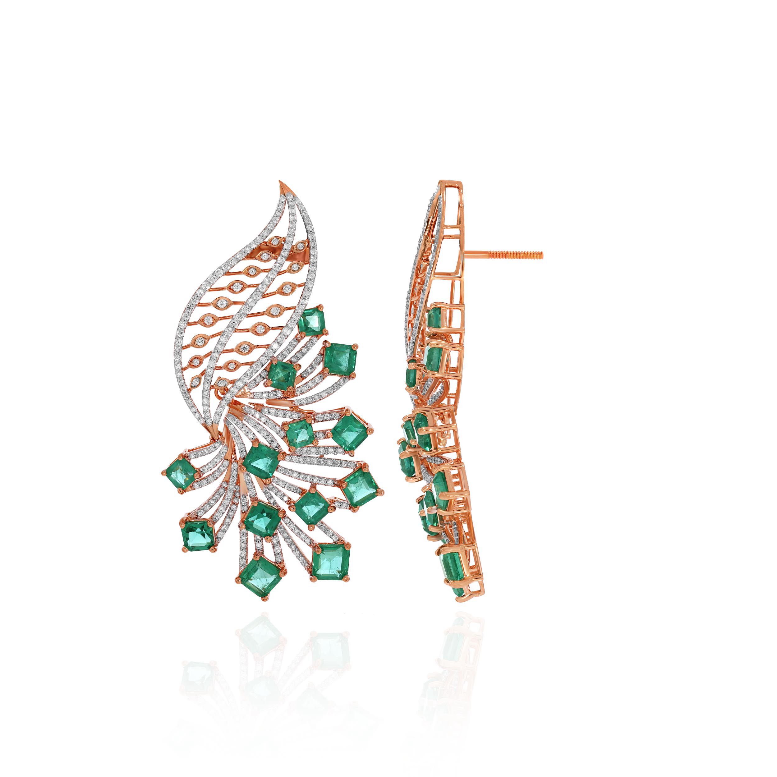 Lush Foliage Cascade Diamond Earrings - Senco Gold and Diamonds