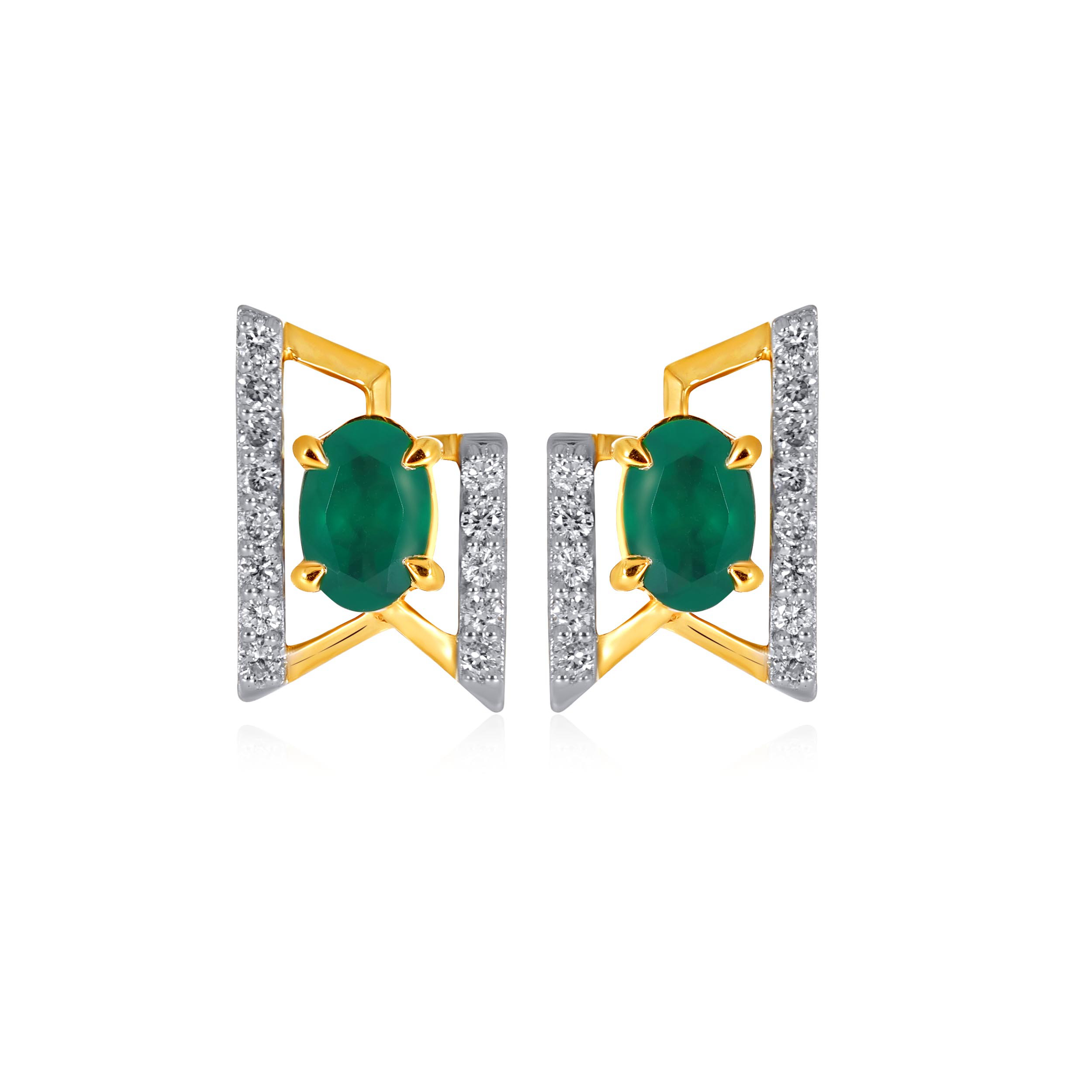 Greenish Glam Diamond Studs - Senco Gold and Diamonds