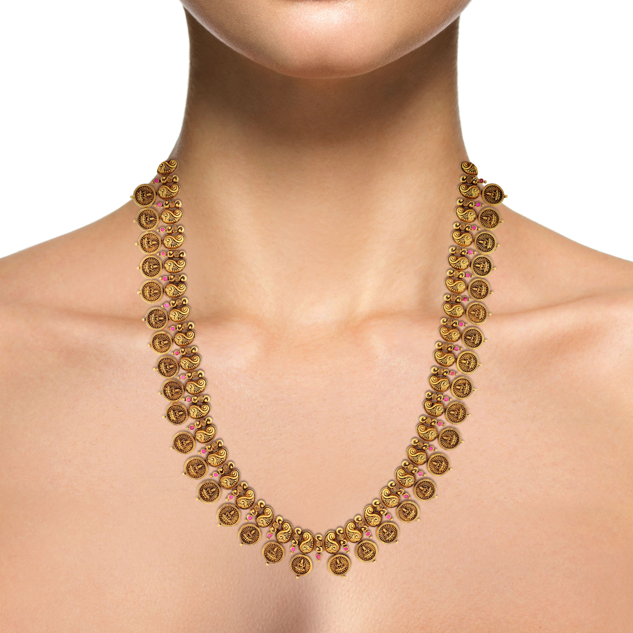 Graceful Devotion Antique Gold Long Necklace - Senco Gold and Diamonds