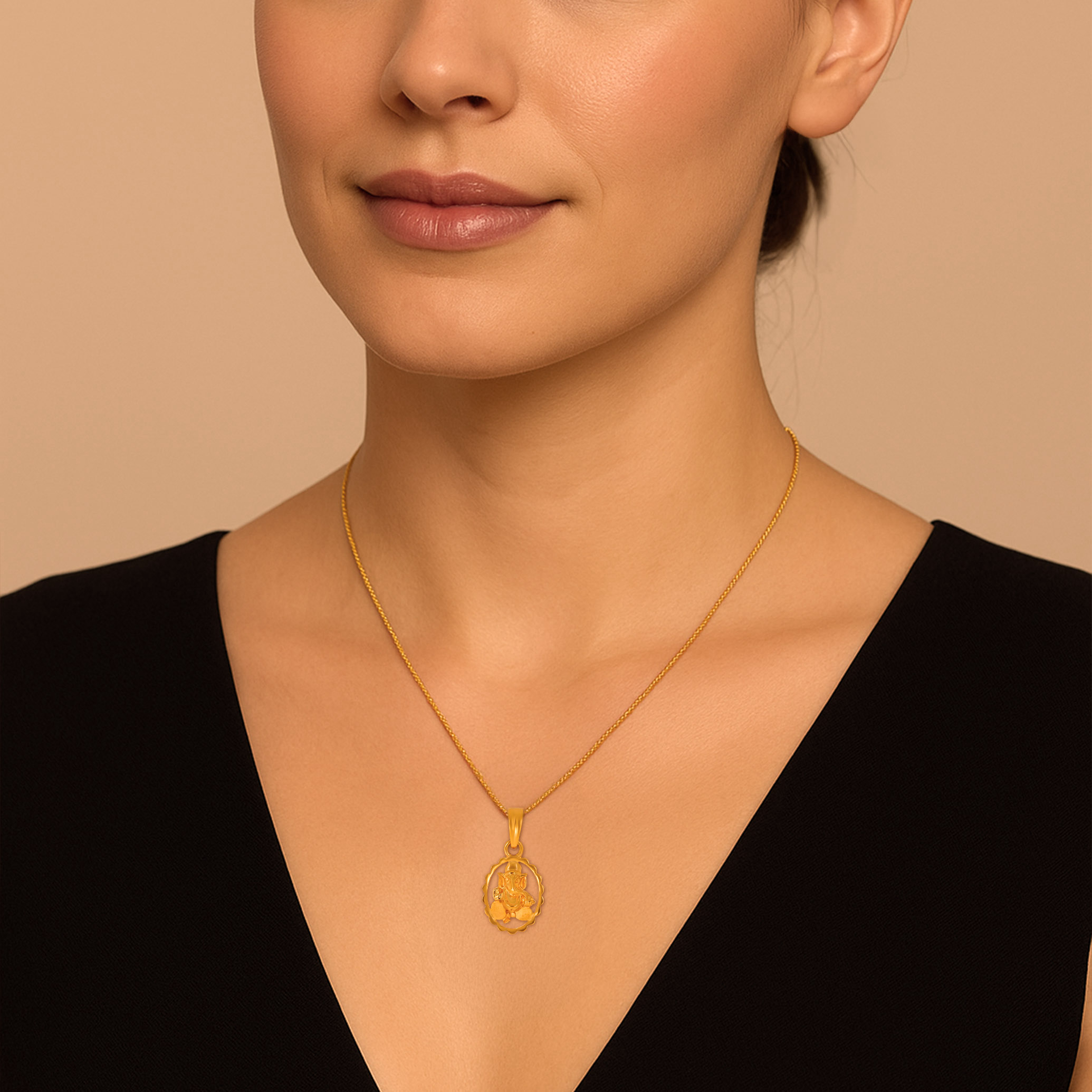Divine Aura Ganesha Gold Pendant - Senco Gold and Diamonds