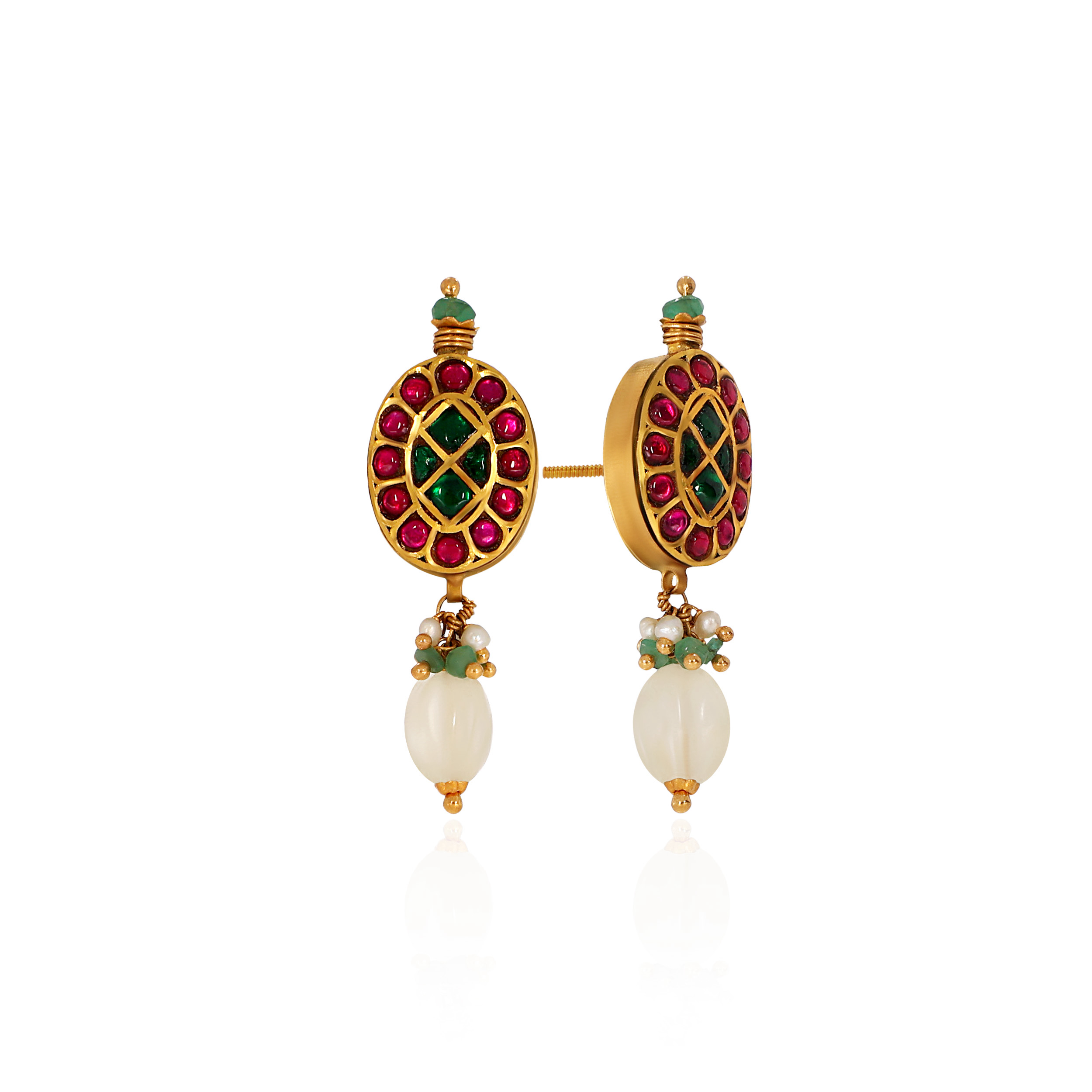 22K Yellow Gold Kundan Earrings-GPGN-D000788456 - Senco Gold and Diamonds